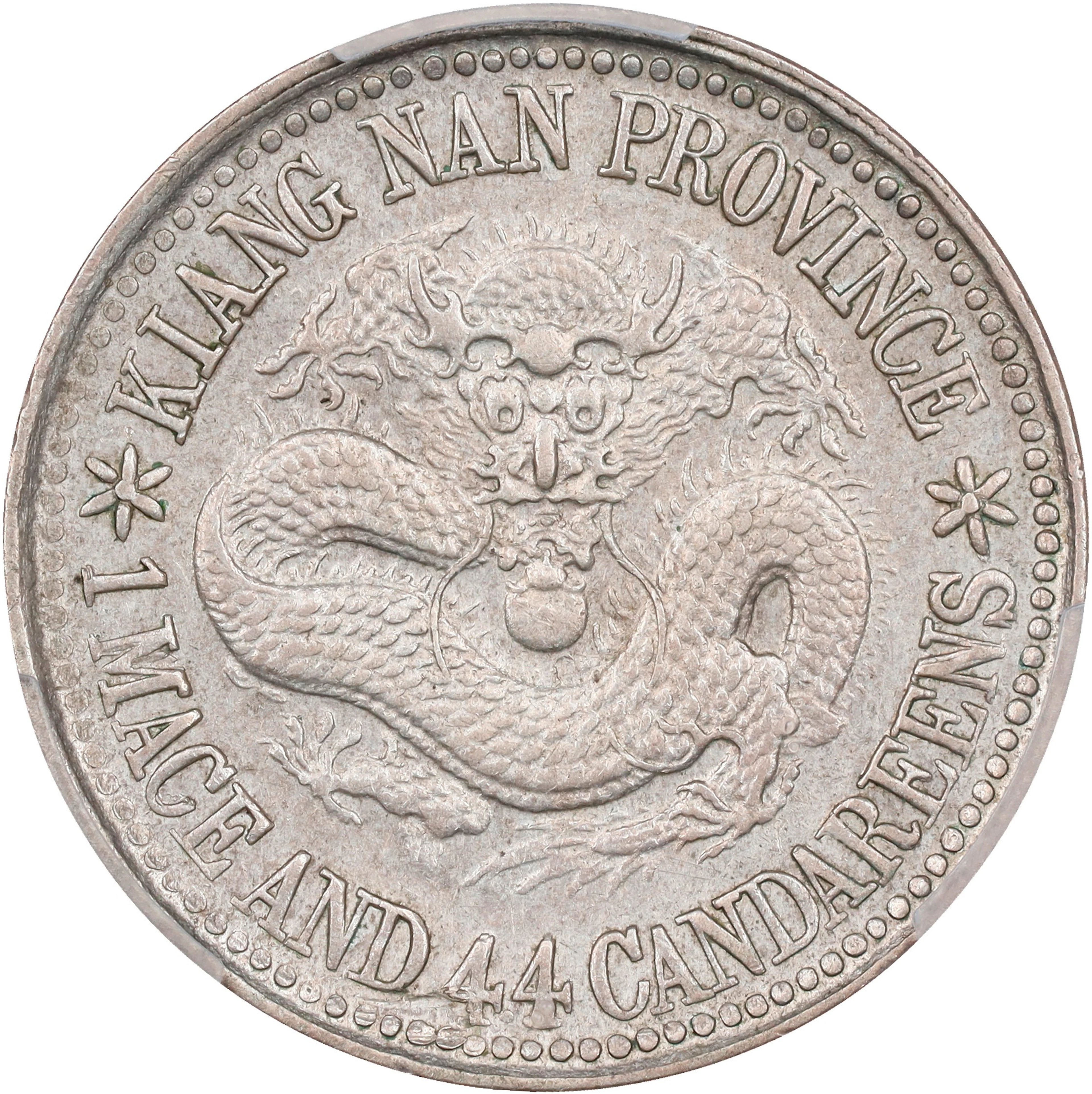 (t) CHINA. Kiangnan. 1 Mace 4.4 Candareens (20 Cents), CD (1898).
