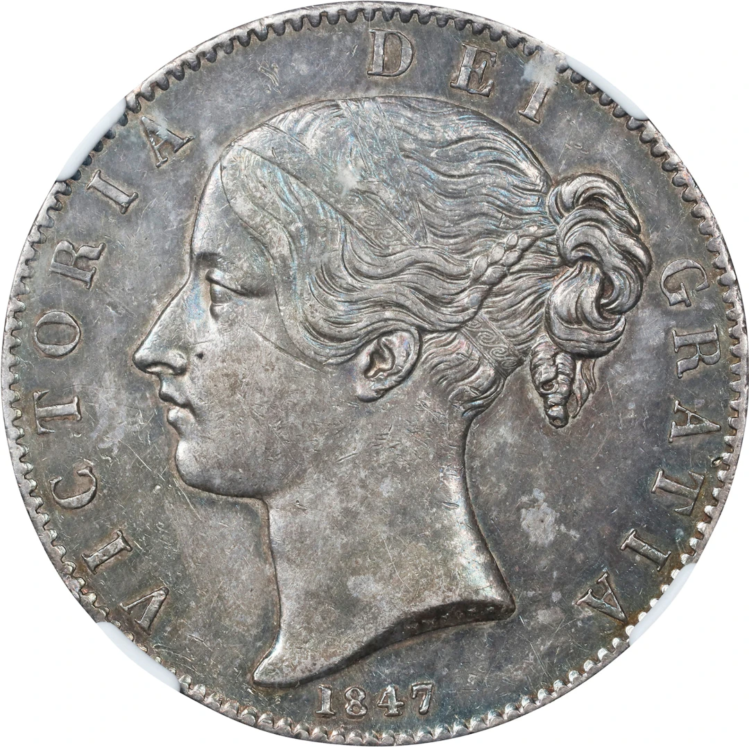 GREAT BRITAIN. Crown, 1847. London Mint. Victoria. NGC AU-58.