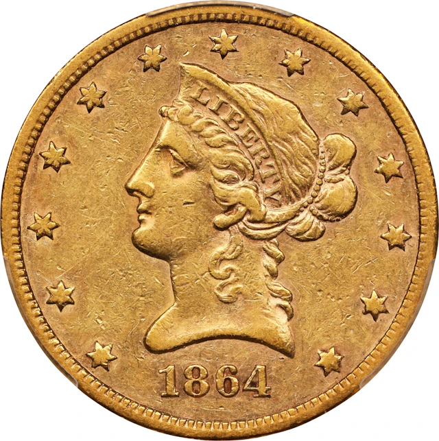 1864-S Liberty Head Eagle. EF-45 (PCGS).