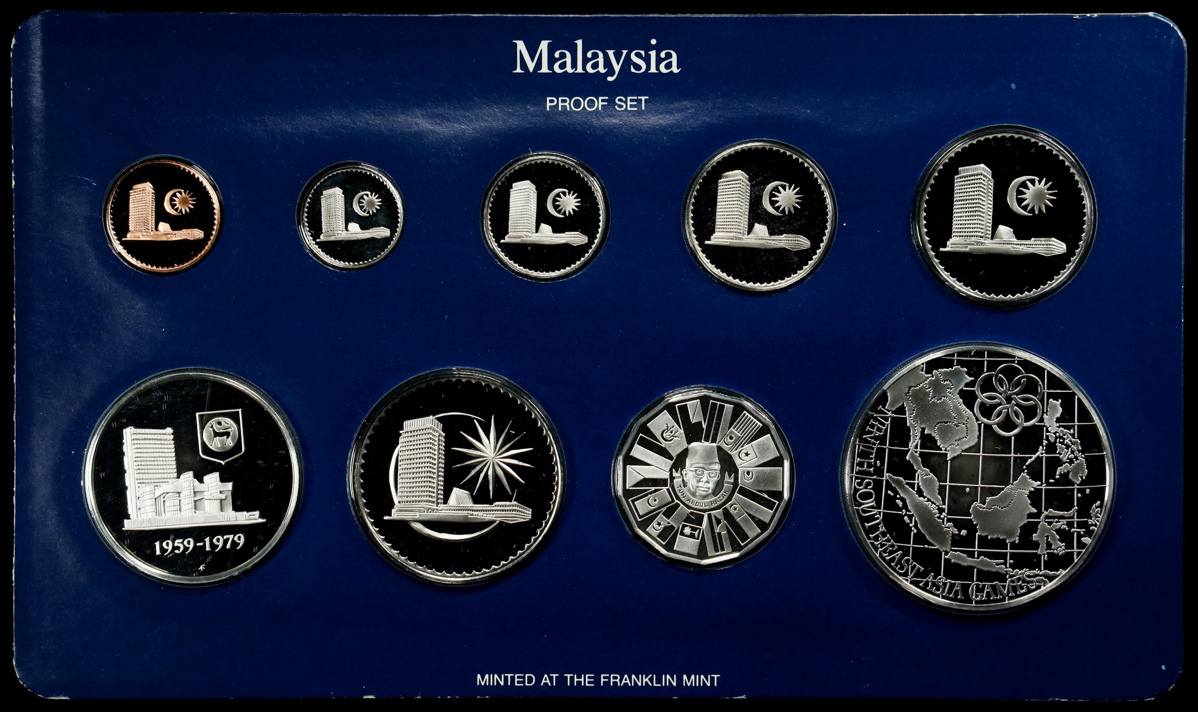 MALAYSIA. Proof Set (9 Pieces), 1980. Pennsylvania (Franklin) Mint. GEM PROOF.