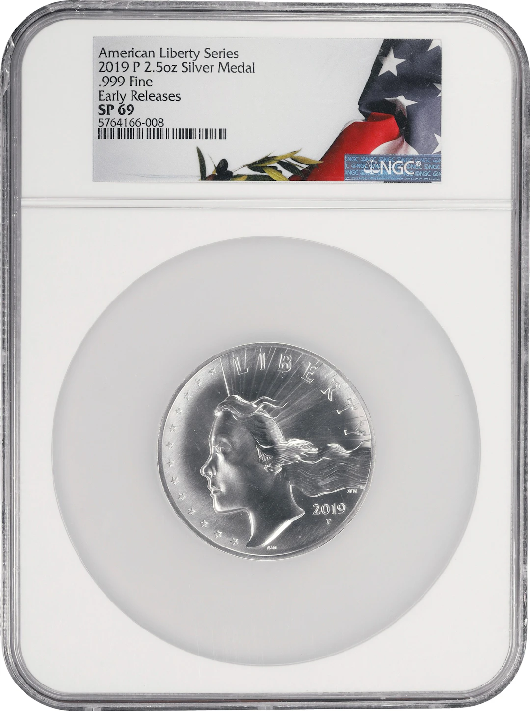 (2.5 oz, 77.76 g ASW). 2019-P American Liberty Series Silver Medal.
