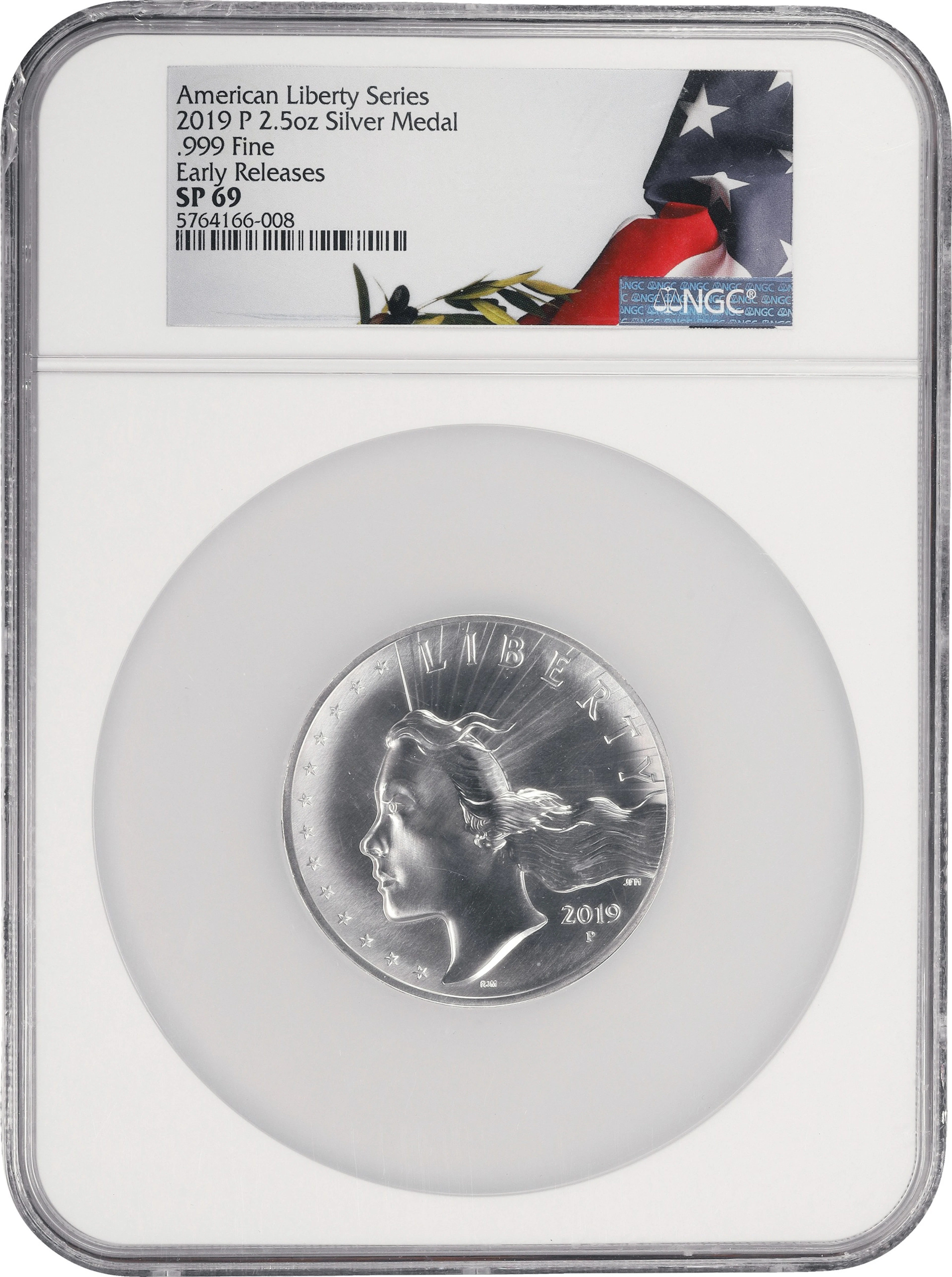 (2.5 oz, 77.76 g ASW). 2019-P American Liberty Series Silver Medal.