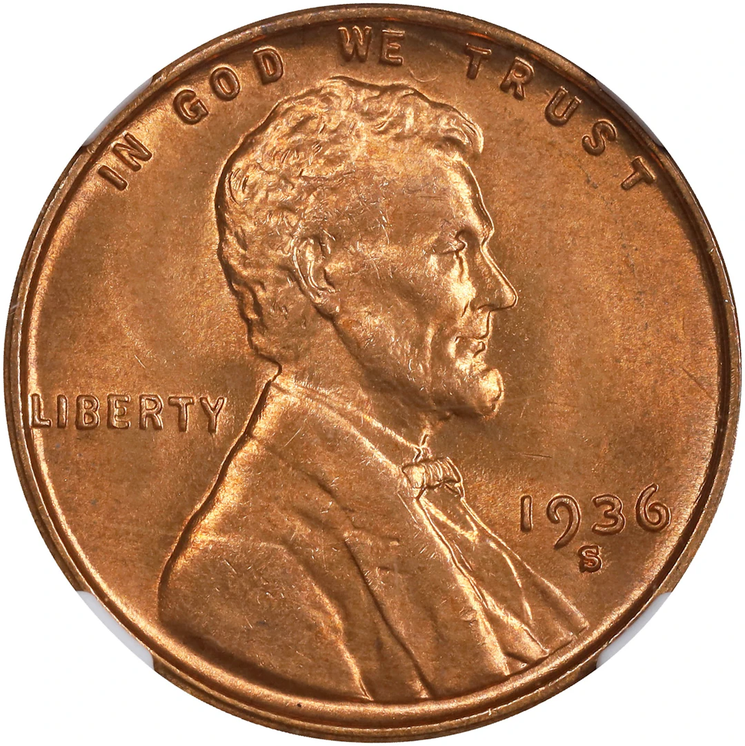 1936-S Lincoln Cent. MS-67 RD (NGC).