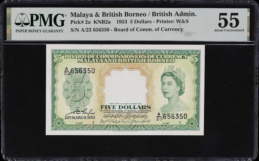 MALAYA AND BRITISH BORNEO. Board of Commissioners of Currency. 5 Dollars