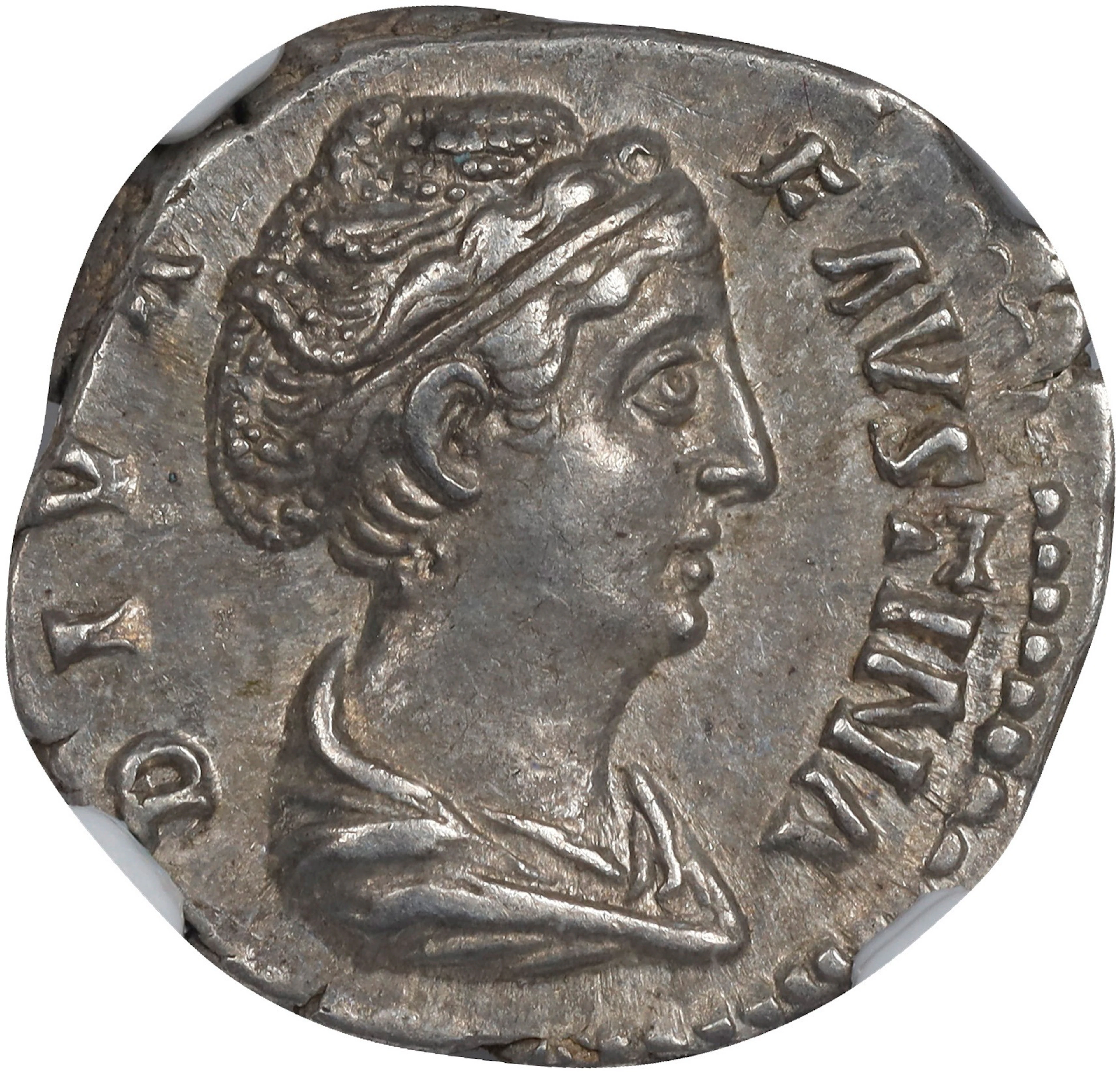 FAUSTINA SENIOR (WIFE OF ANTONINUS PIUS). AR Denarius (3.63 gms)