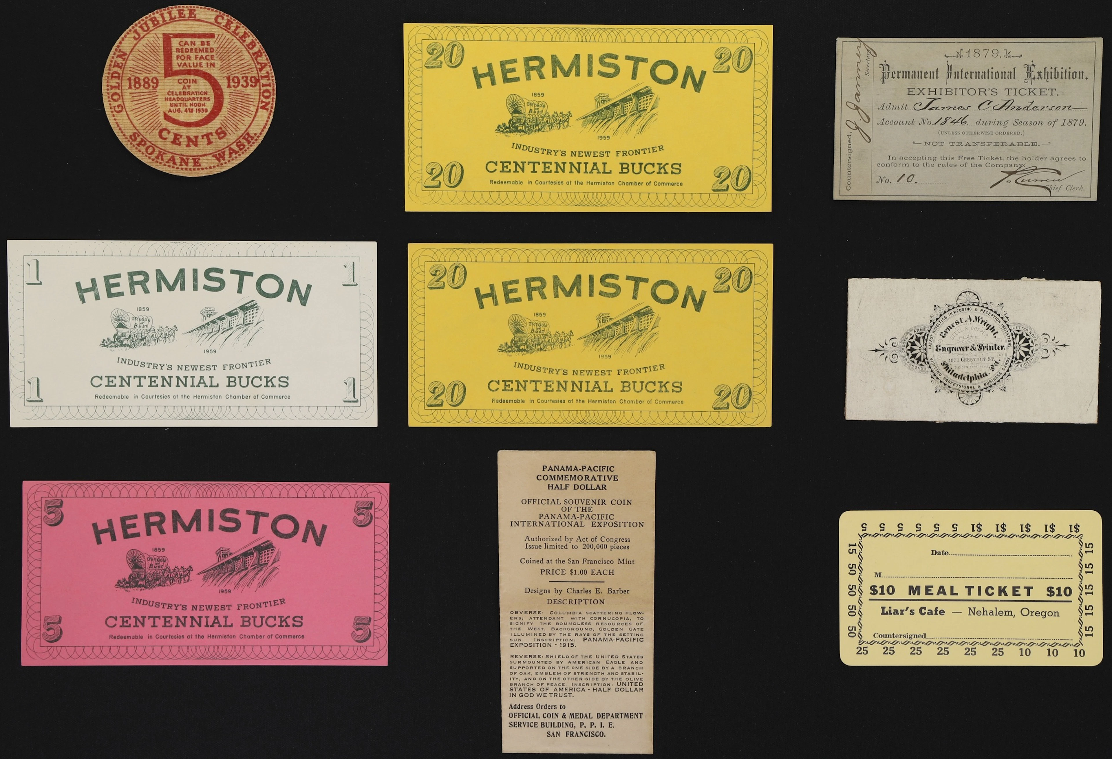 Lot of (9) Mixed States. Mixed Ephemera. 1879 - 1959 Very Fine to