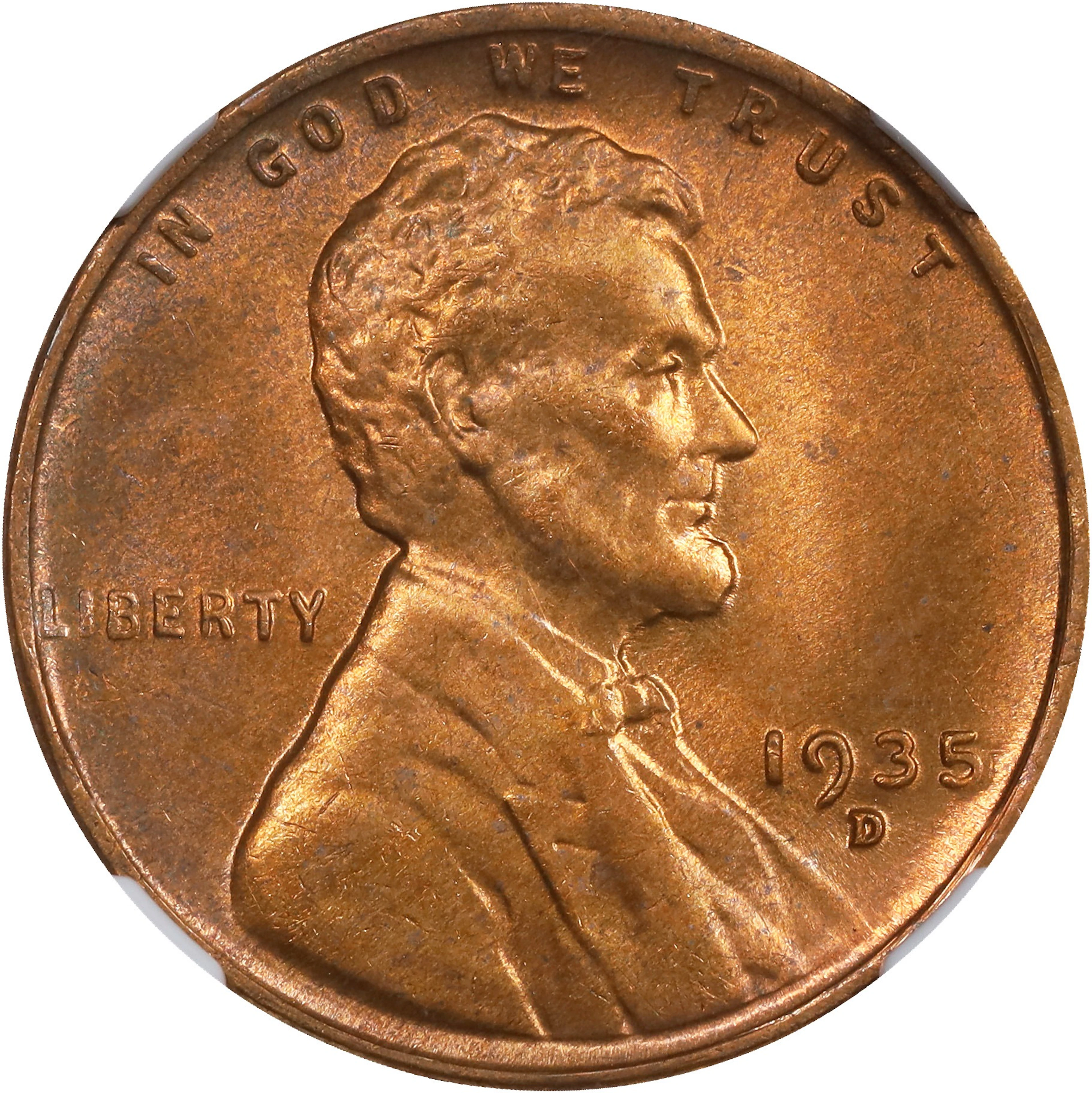 1935-D Lincoln Cent. MS-67 RD (NGC).