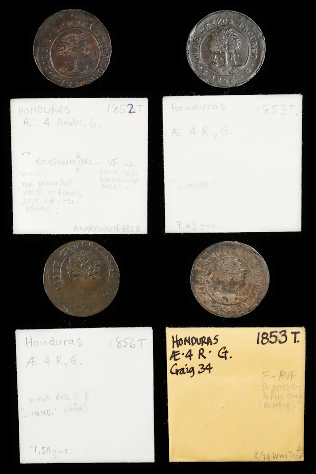 HONDURAS. Provisional Government. Quartet of 4 Reales (4 Pieces)