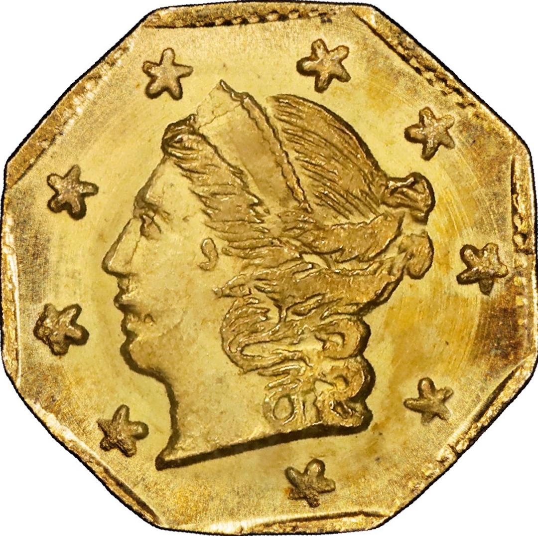 1870 Octagonal 25 Cents. BG-713. Rarity-4. Liberty Head. MS-67 (PCGS).