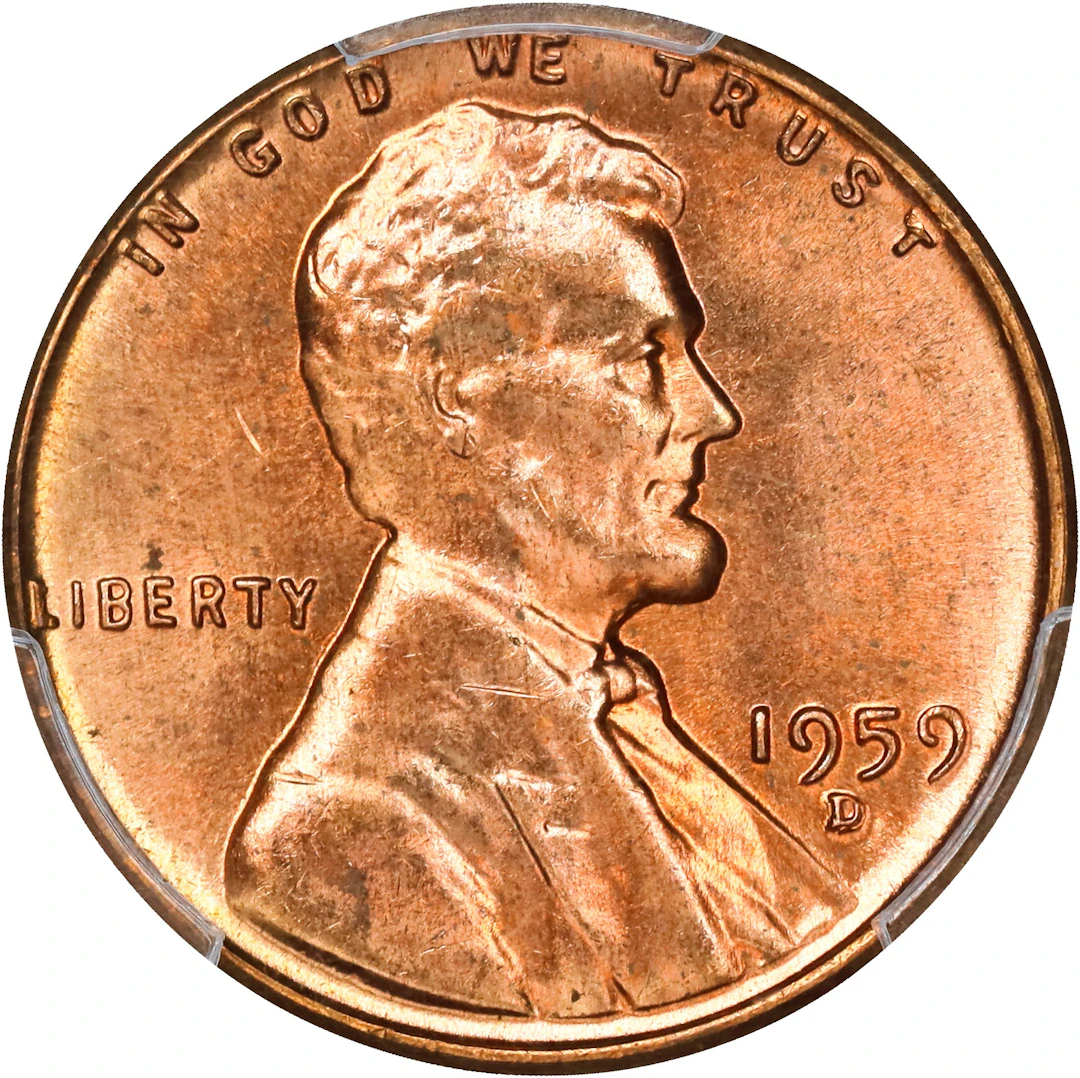 1959-D/D/D Lincoln Cent. FS-501. Repunched Mintmark. MS-66 RD (PCGS).