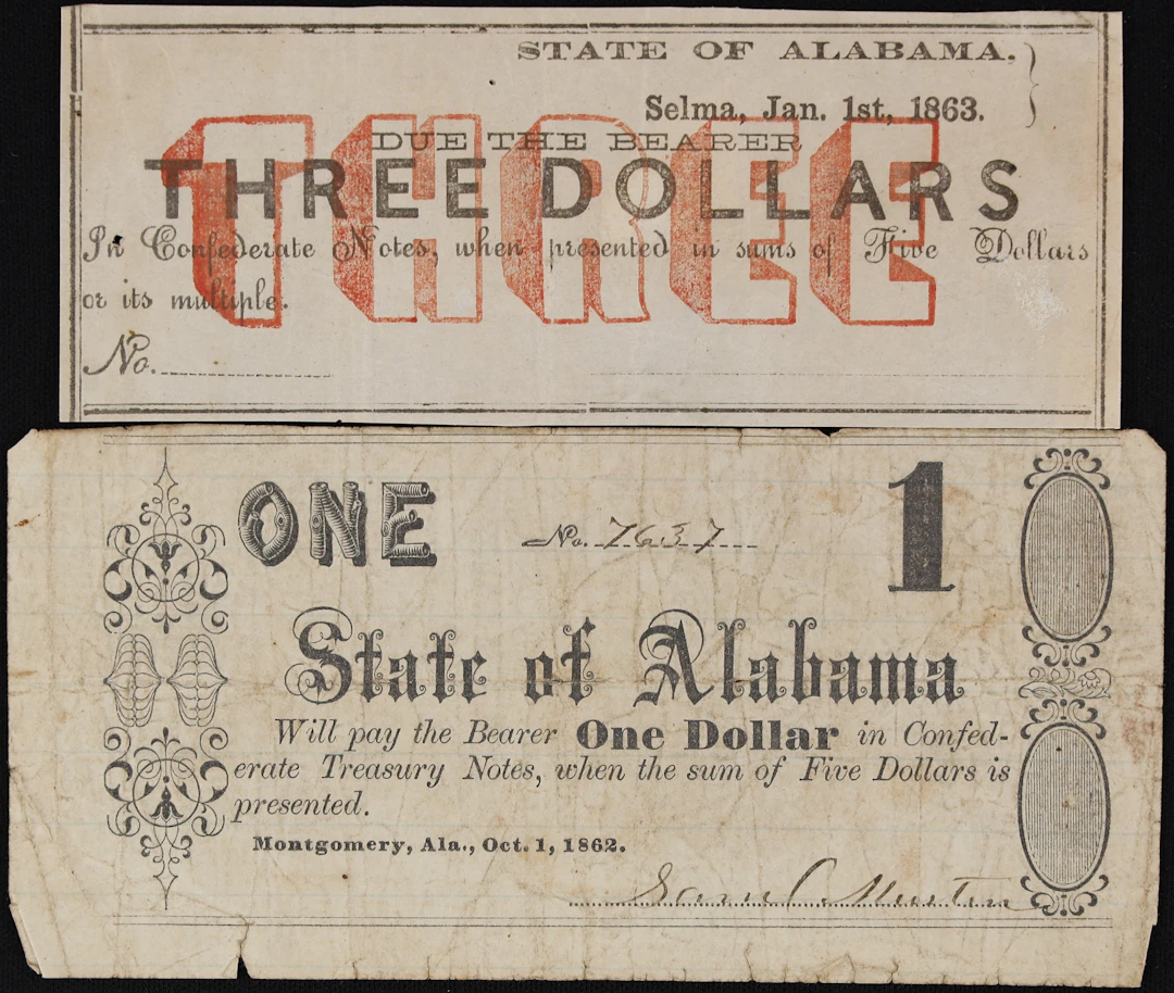 Lot of (2) Montgomery & Selma, Alabama. State of Alabama. 1862-63