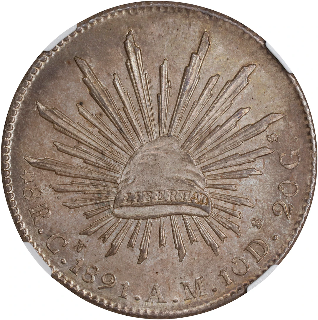 MEXICO. 8 Reales, 1891-Cn AM. Culiacan Mint. NGC MS-63.