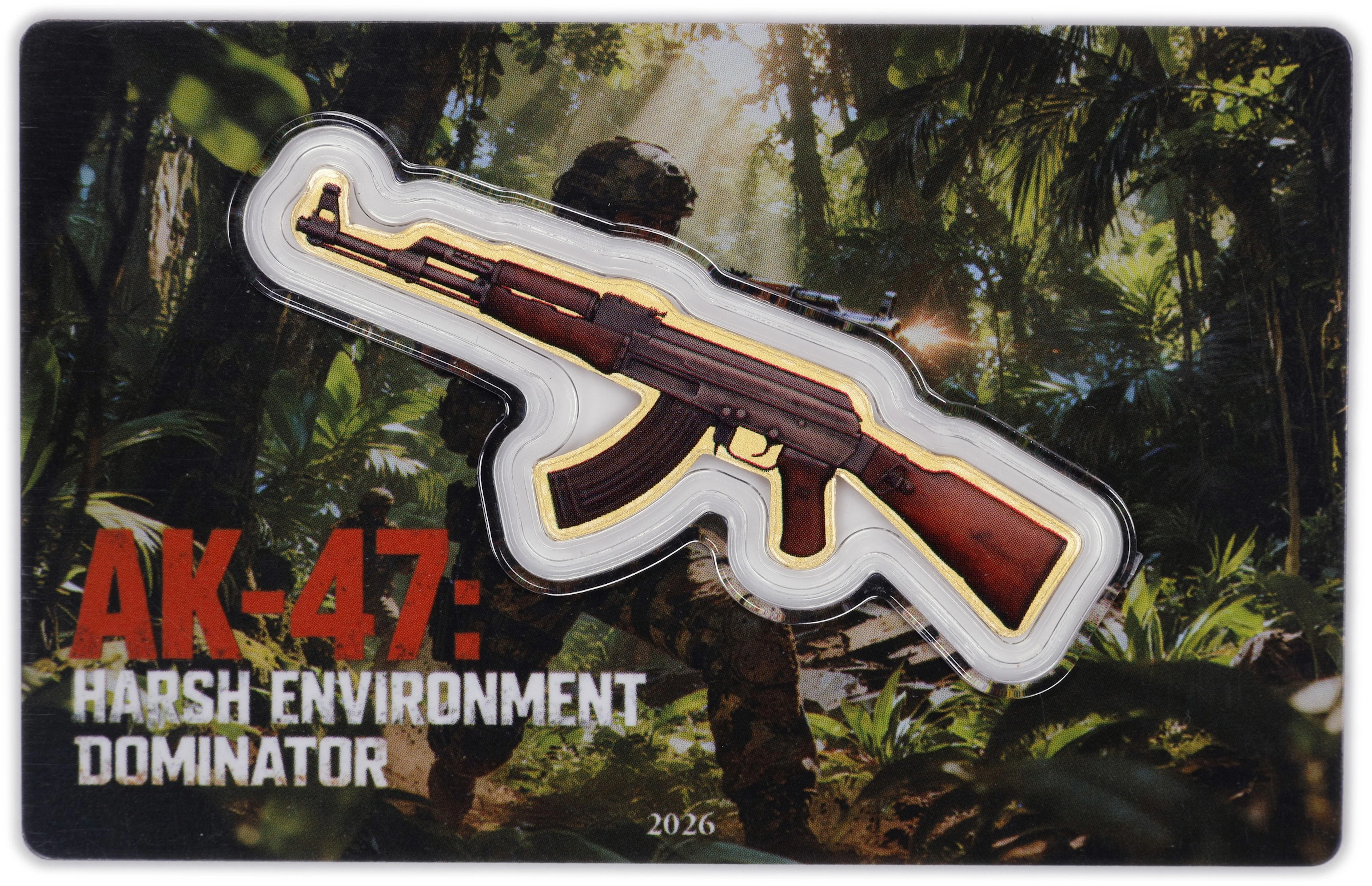 (0.001 oz, 0.031 g AGW). Liberia. 2026 AK-47: Harsh Environment Dominator