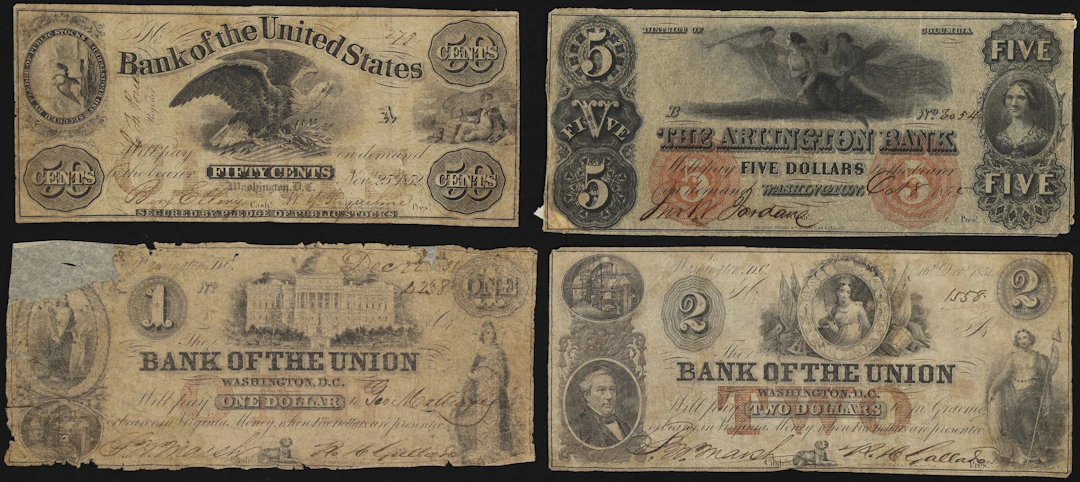 Lot of (4) Washington, District of Columbia Obsoletes. Mixed Issuers.