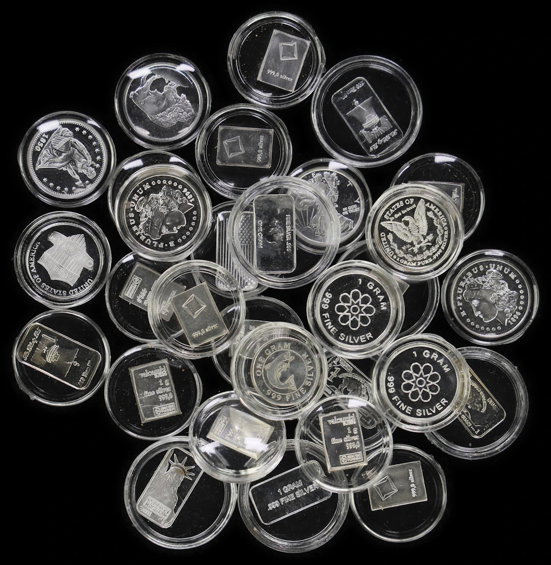 (0.965 oz, 30 g ASW). Lot of (30) Assorted Design 1 gram Silver Bars