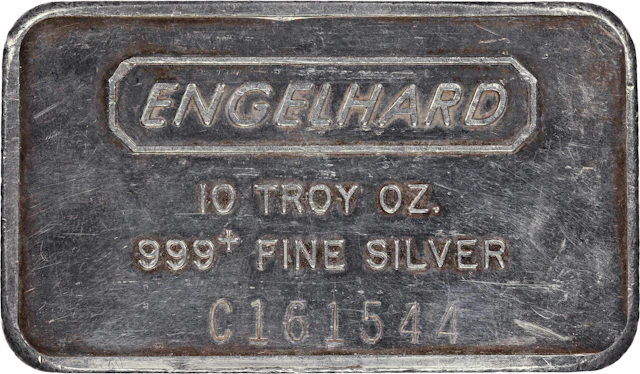 (10 oz, 311.04 g ASW). Engelhard 10 oz Silver Bar.