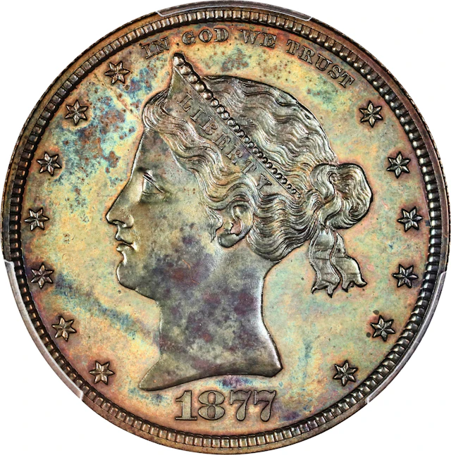 1877 Pattern Half Dollar. Judd-1502, Pollock-1655. Rarity-7-. Copper.