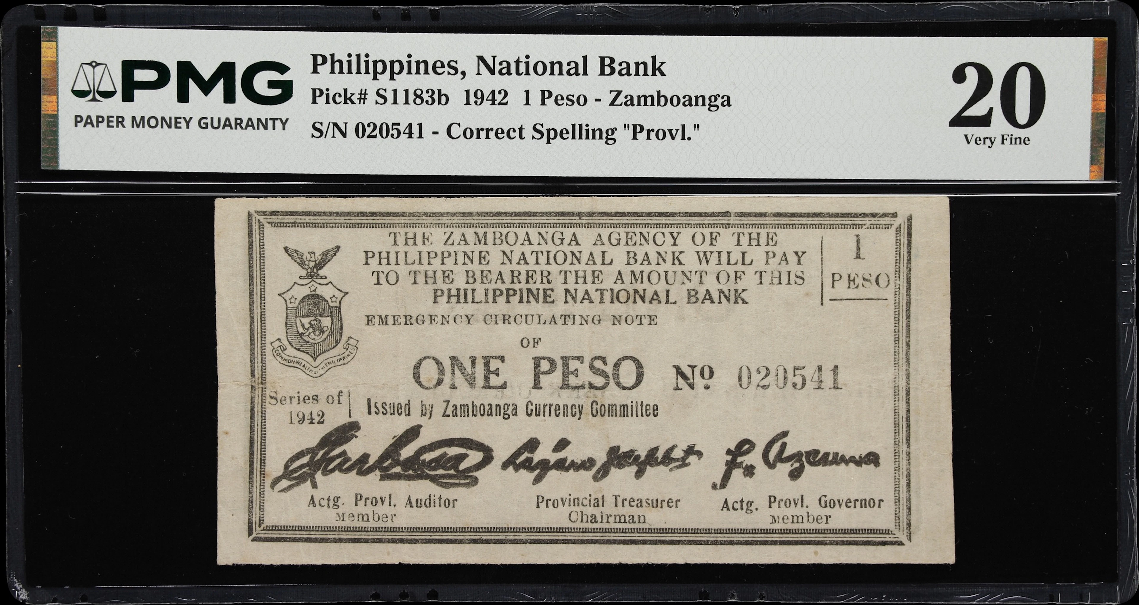 PHILIPPINES. Philippine National Bank, Zamboanga Currency Committee.