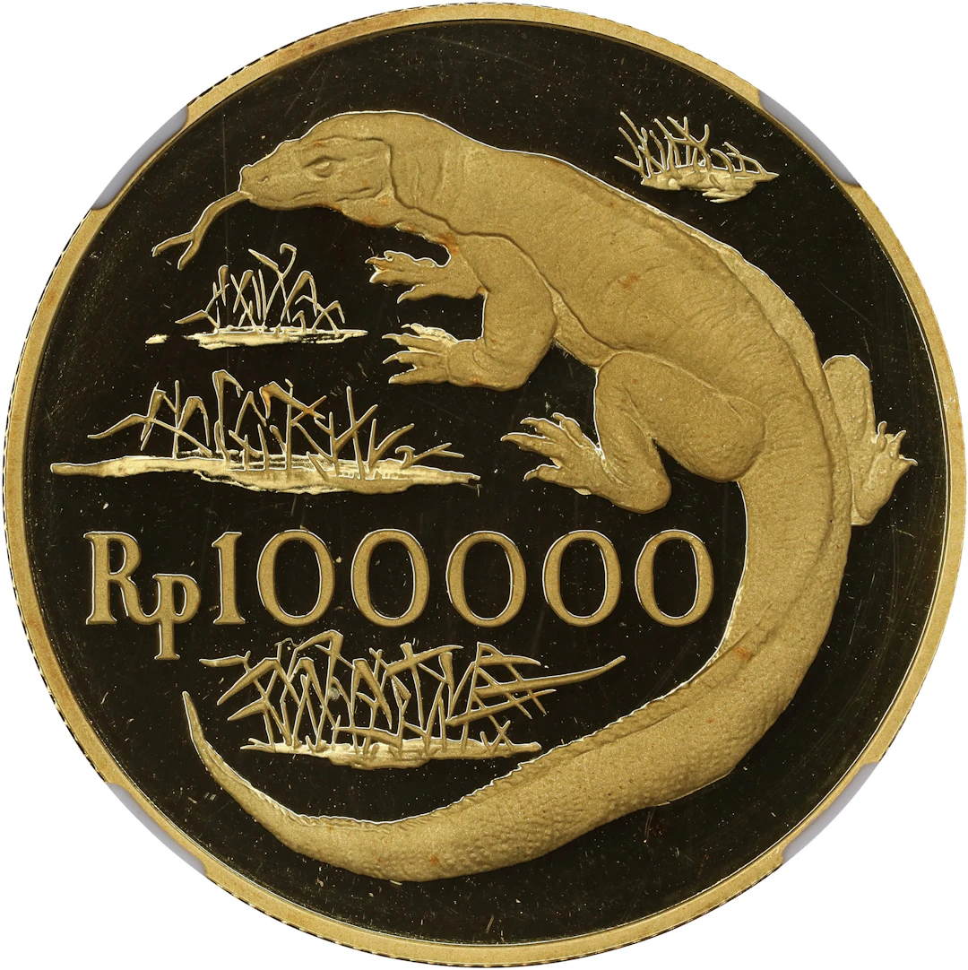 INDONESIA. Gold 100000 Rupiah, 1974. London or Llantrisant Mint. NGC