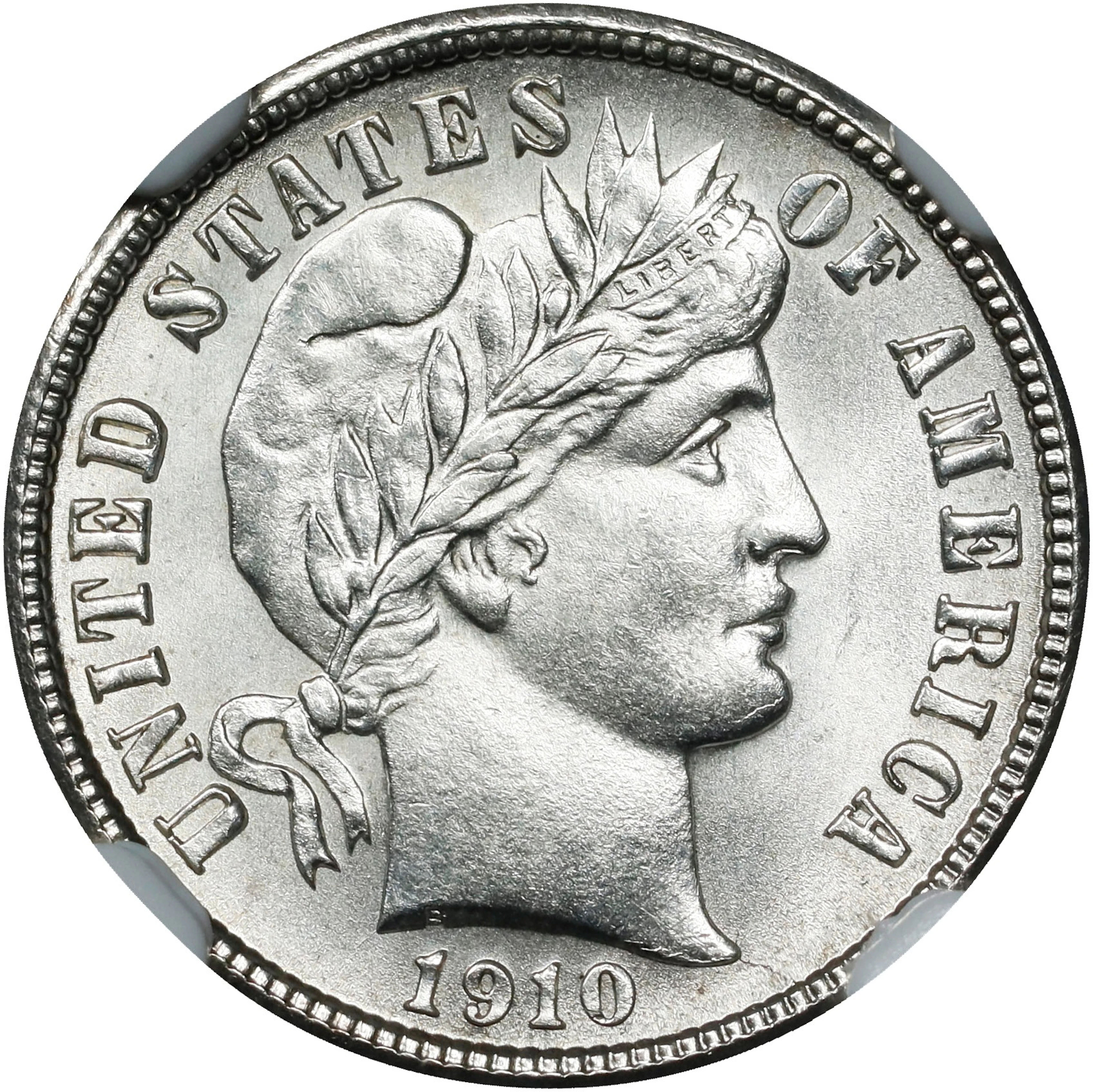 1910-D Barber Dime. MS-64 (NGC).