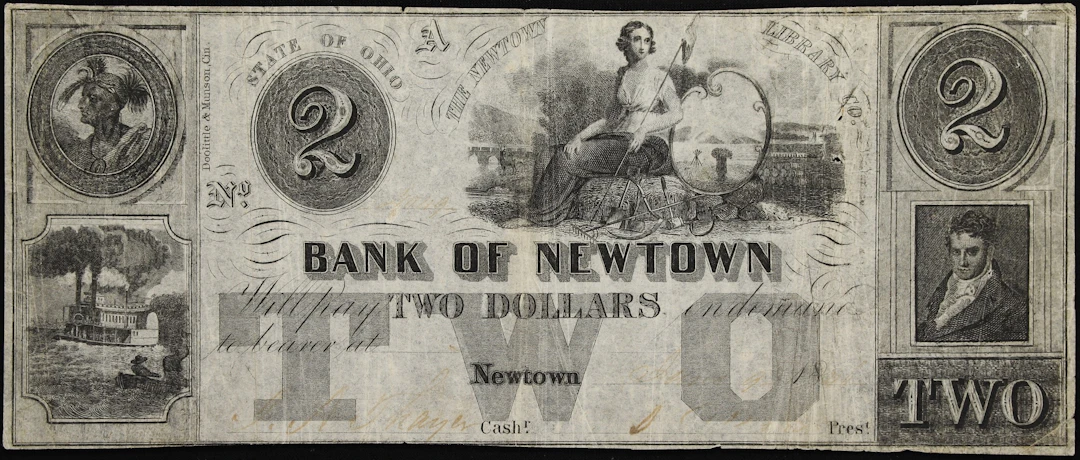 Newton, Ohio. Bank of Newton. 1856 $2. Very Fine.