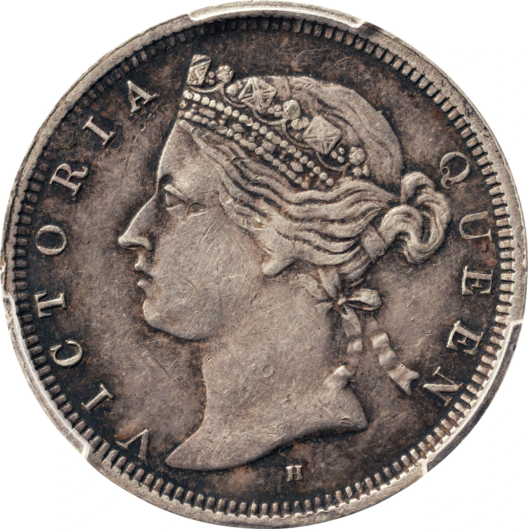 (t) HONG KONG (SAR). 20 Cents, 1873-H. Birmingham (Heaton) Mint. Victoria.