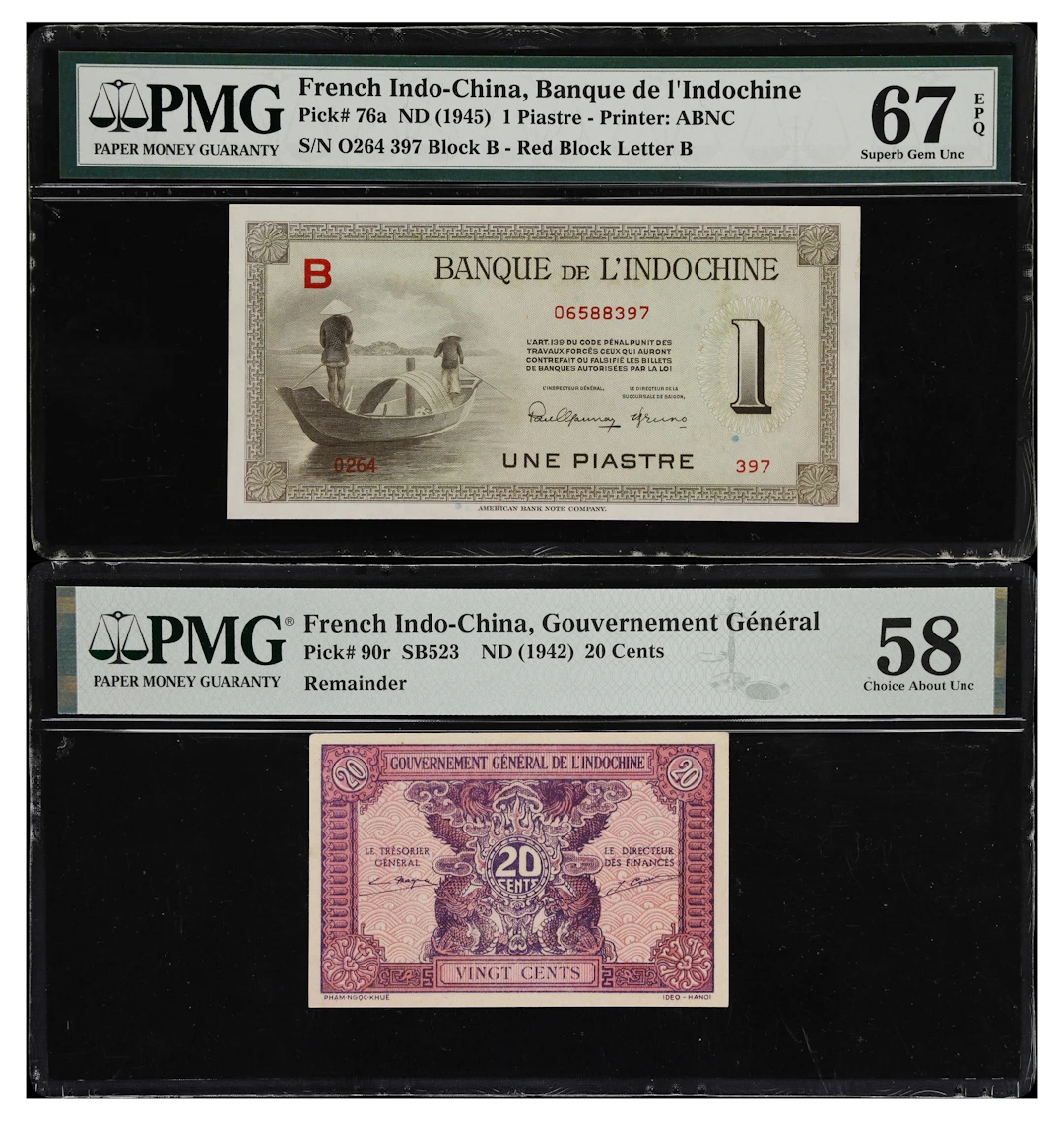 FRENCH INDO-CHINA. Banque de l'Indochine & Gouvernement General. 20