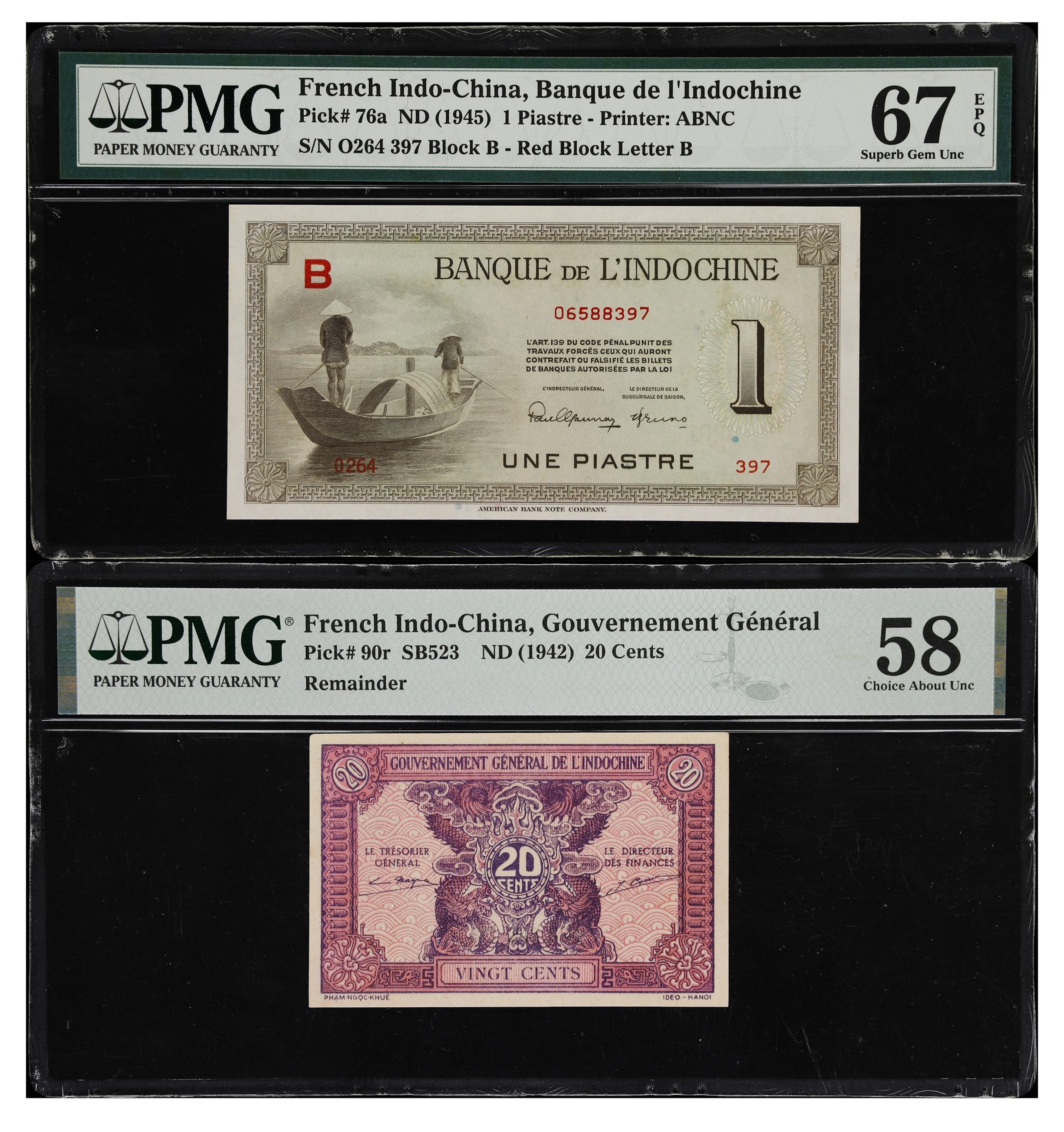 FRENCH INDO-CHINA. Banque de l'Indochine & Gouvernement General. 20