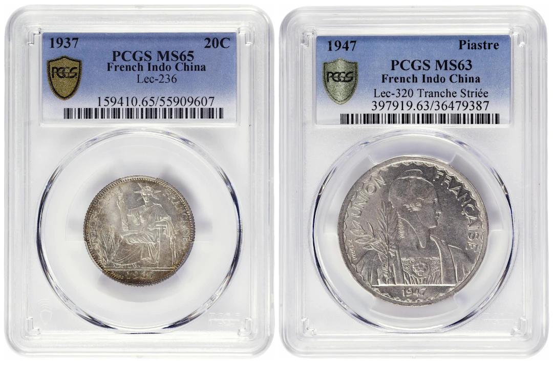 FRENCH INDO-CHINA. Duo of Mixed Denominations (2 Pieces), 1937 & 1947.