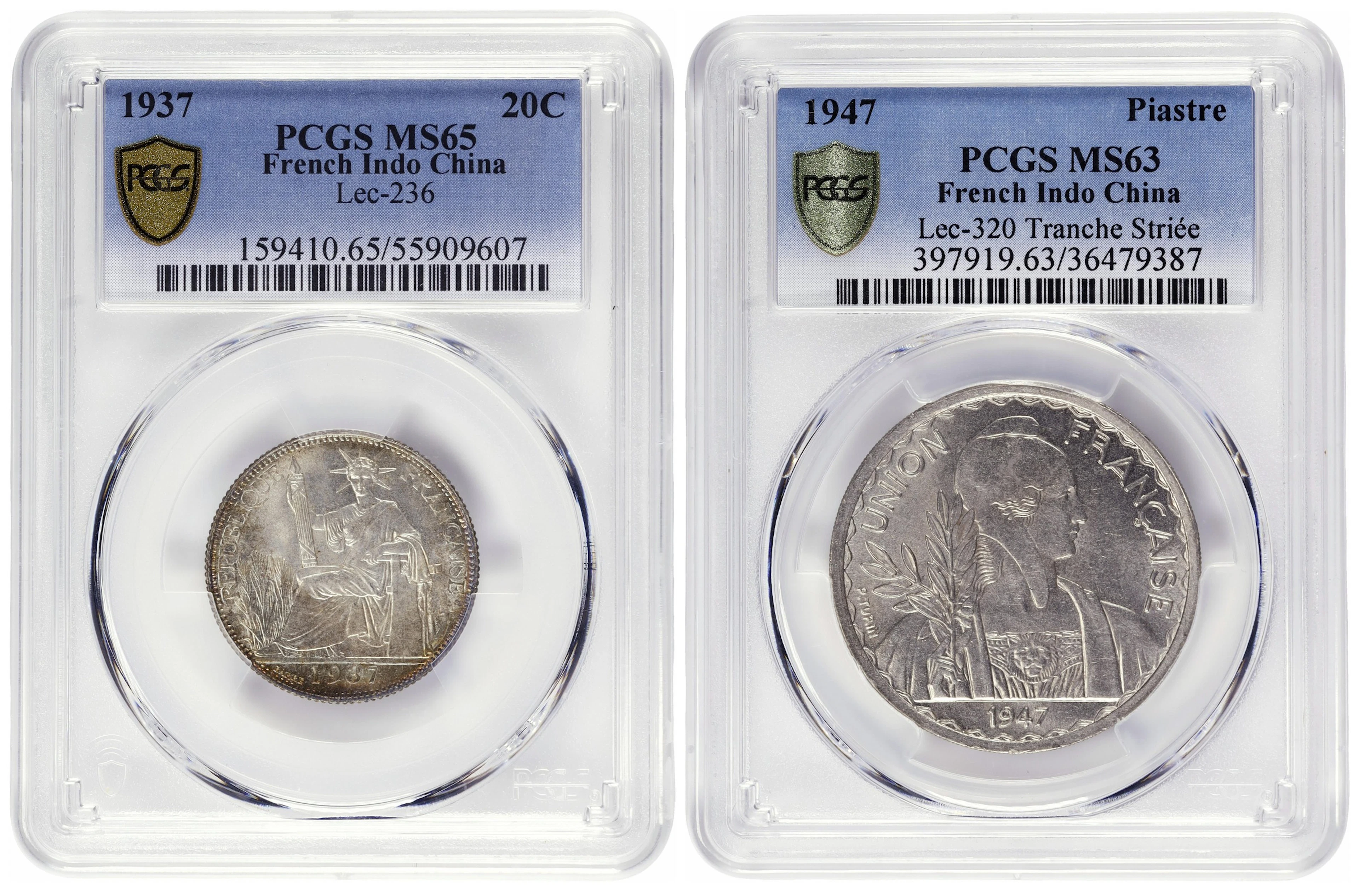 FRENCH INDO-CHINA. Duo of Mixed Denominations (2 Pieces), 1937 & 1947.
