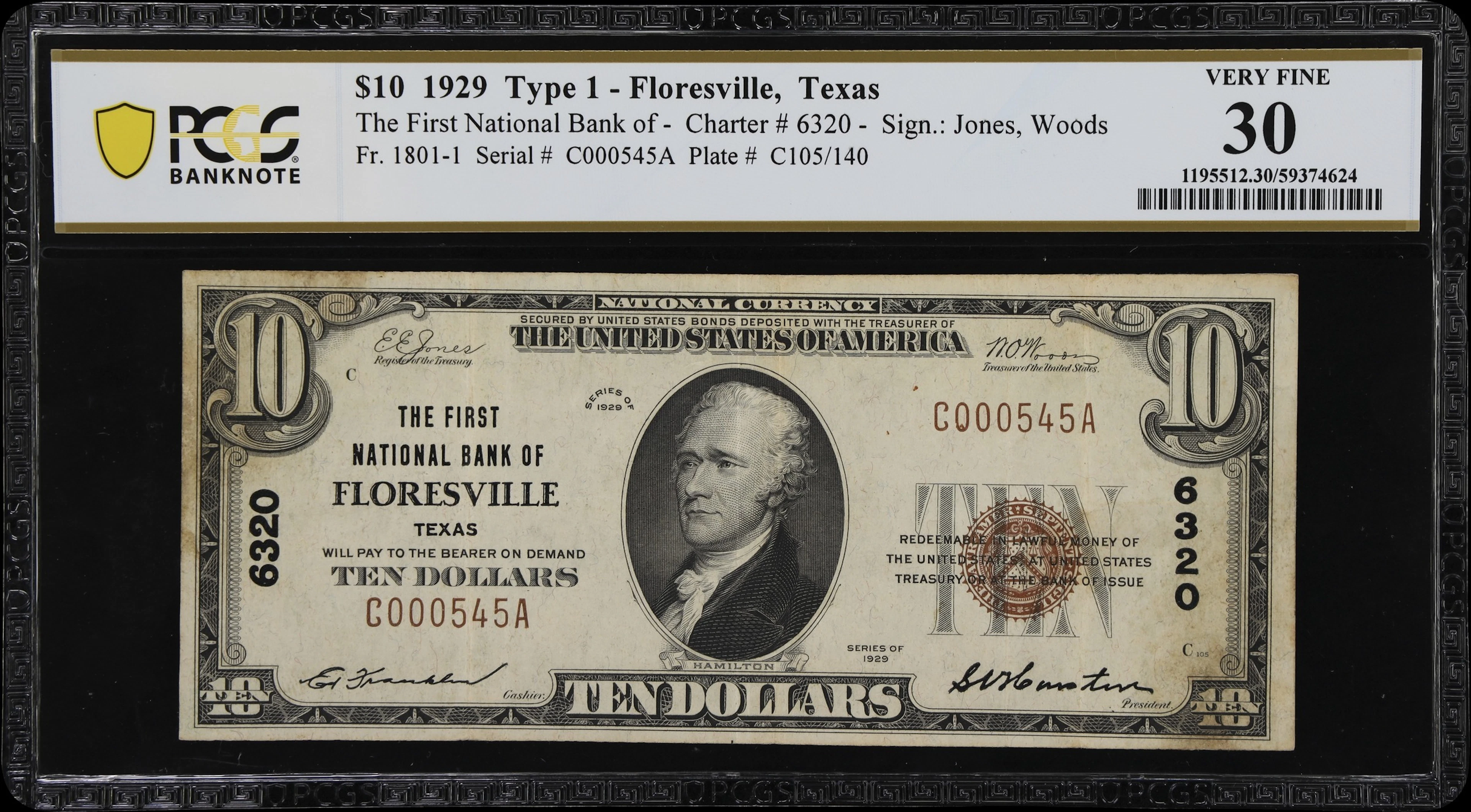 Floresville, Texas. $10 1929 Ty. 1. Fr. 1801-1. First NB. Charter