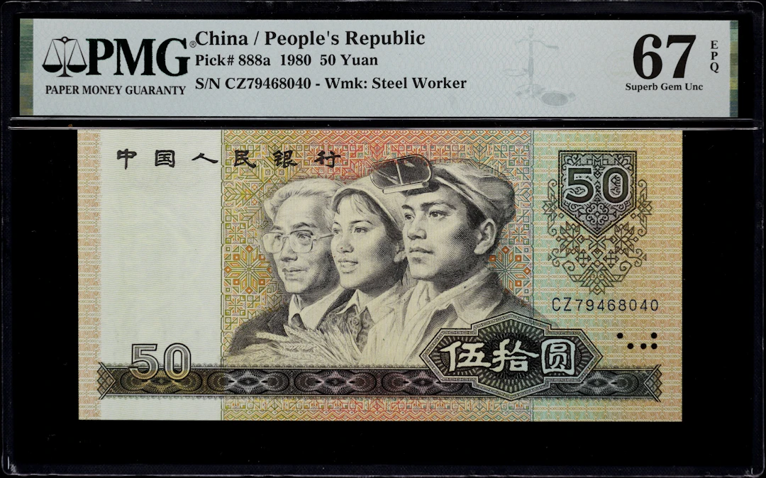 (t) CHINA--PEOPLE'S REPUBLIC. People's Bank of China. 50 Yuan, 1980.