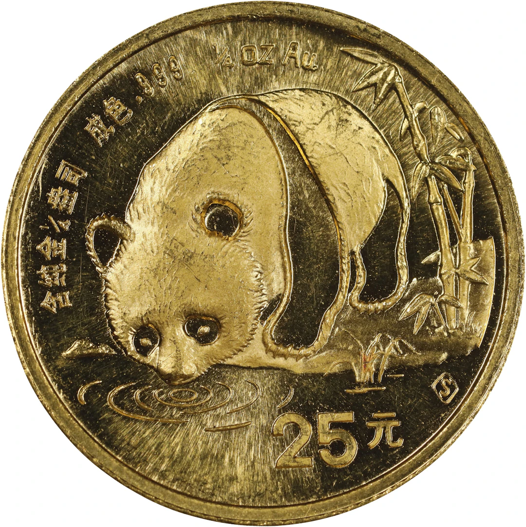 (0.25 oz, 7.776 g AGW). China. 1987 1/4 oz Gold Panda.