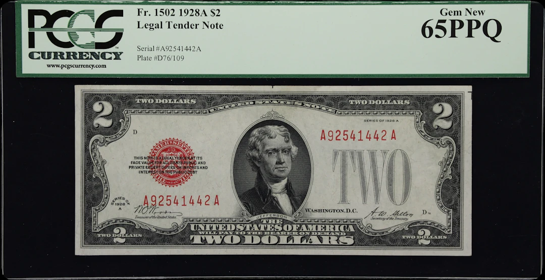 Fr. 1502. 1928A $2 Legal Tender Note. PCGS Currency Gem New 65 PPQ.