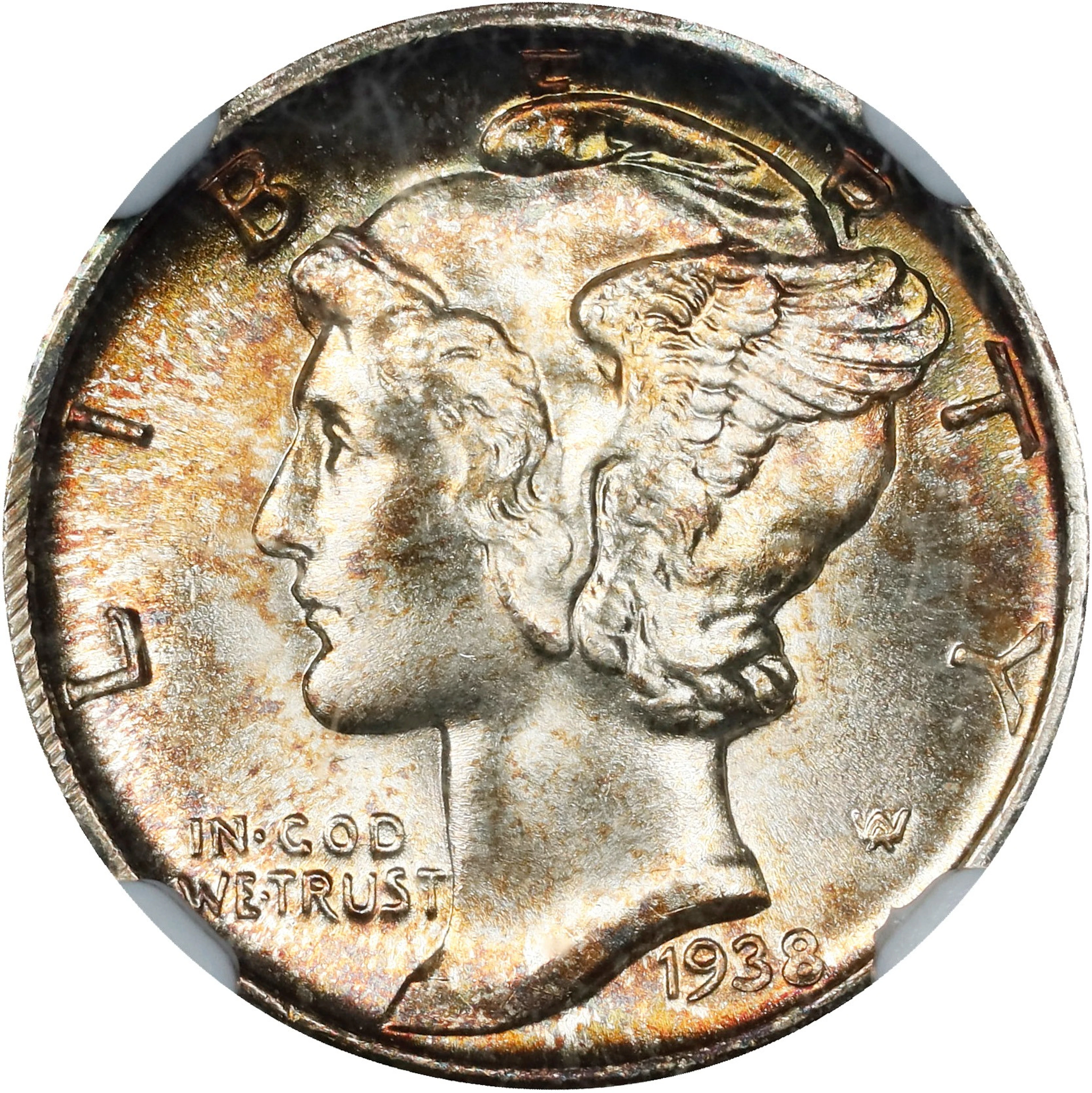1938-D Mercury Dime. MS-68 FB (NGC).