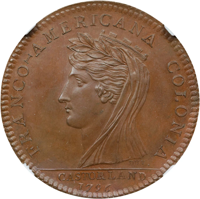 "1796" (1845-1860) Castorland Medal, or Jeton. Paris Mint Restrike.