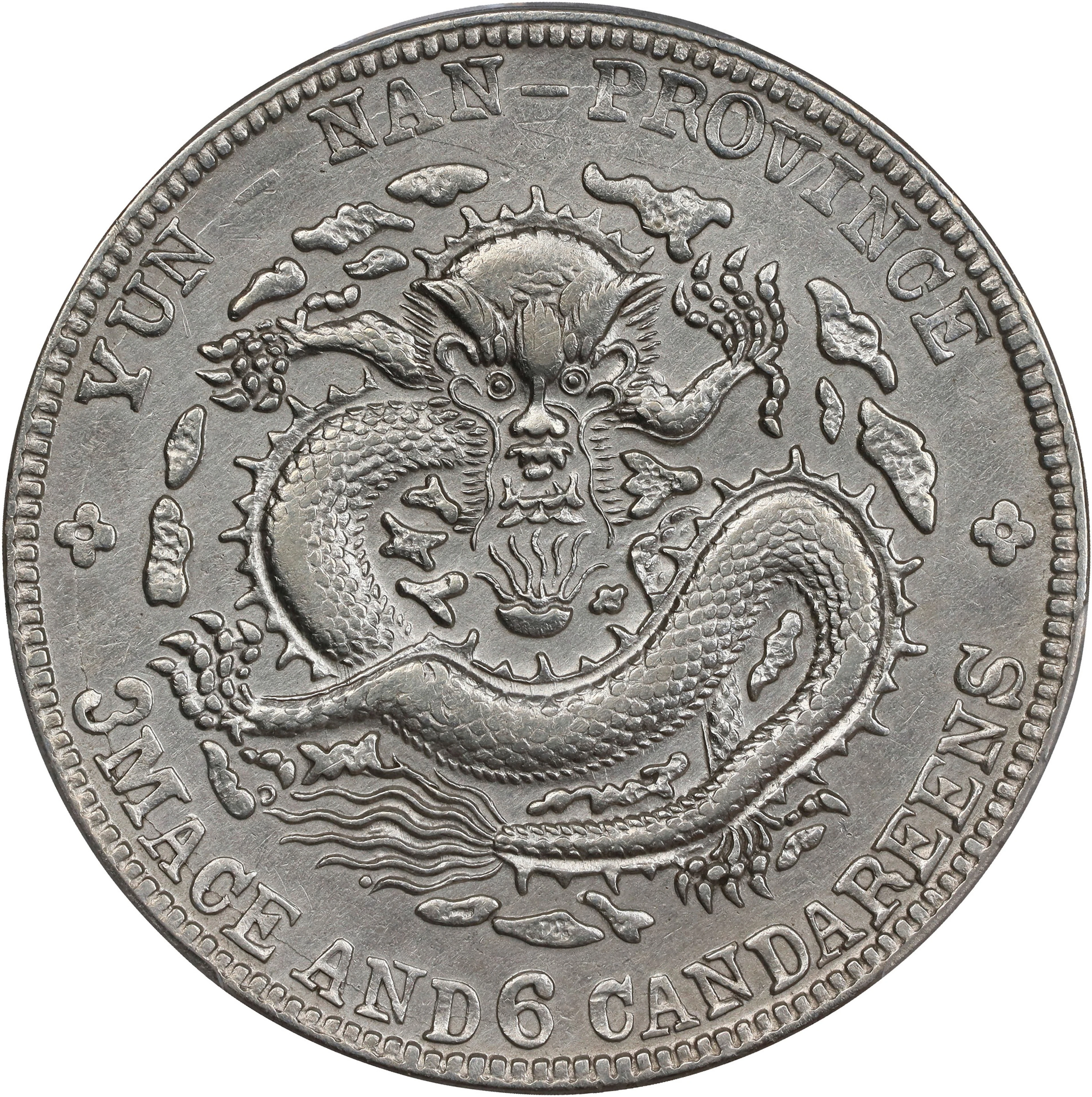 (t) CHINA. Yunnan. 3 Mace 6 Candareens (50 Cents), ND (1908). Kunming