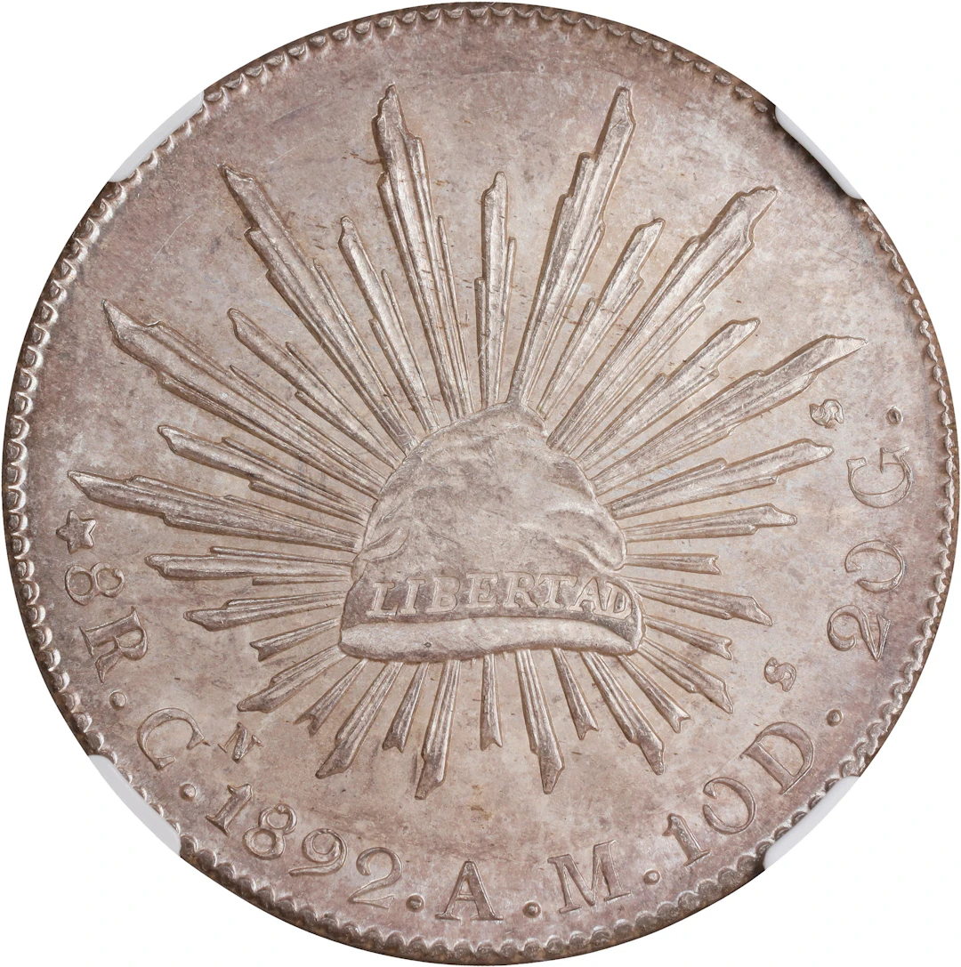 MEXICO. 8 Reales, 1892-Cn AM. Culiacan Mint. NGC MS-63.