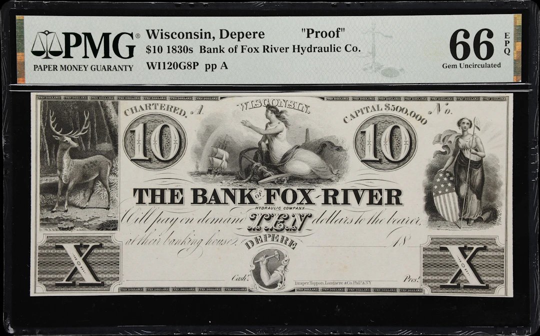 Depere, Wisconsin. Bank of Fox River Hydraulic Company. 18xx $10.