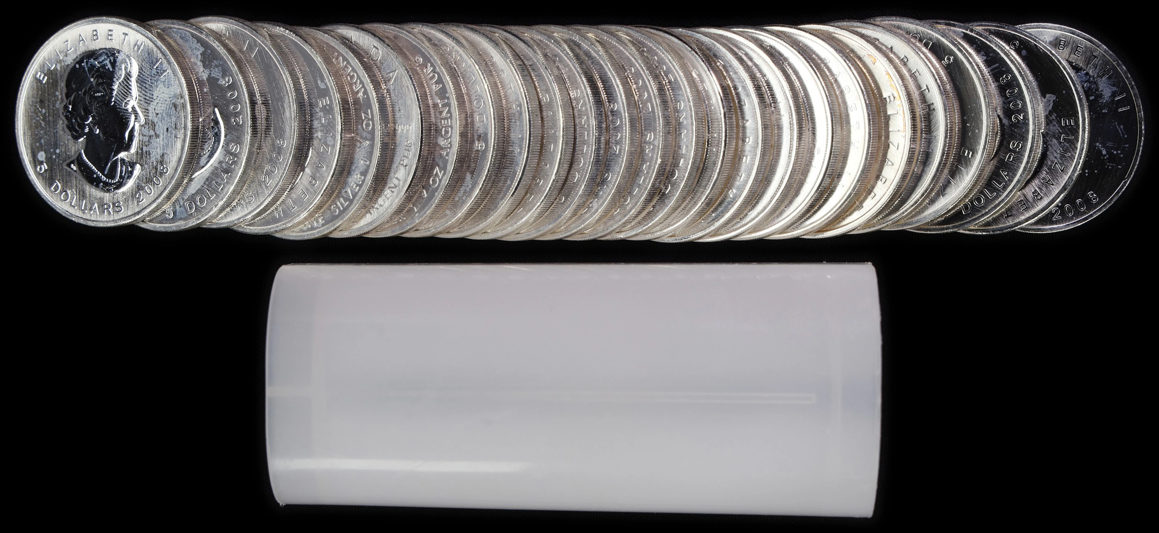 (25 oz, 777.6 g ASW). Canada. Lot of (25) 2008 1 oz Silver Maple Leaf $5.