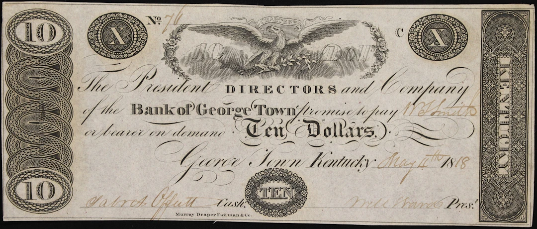 George Town, Kentucky. Bank of George-Town. 1818 $10. About Uncirculated.