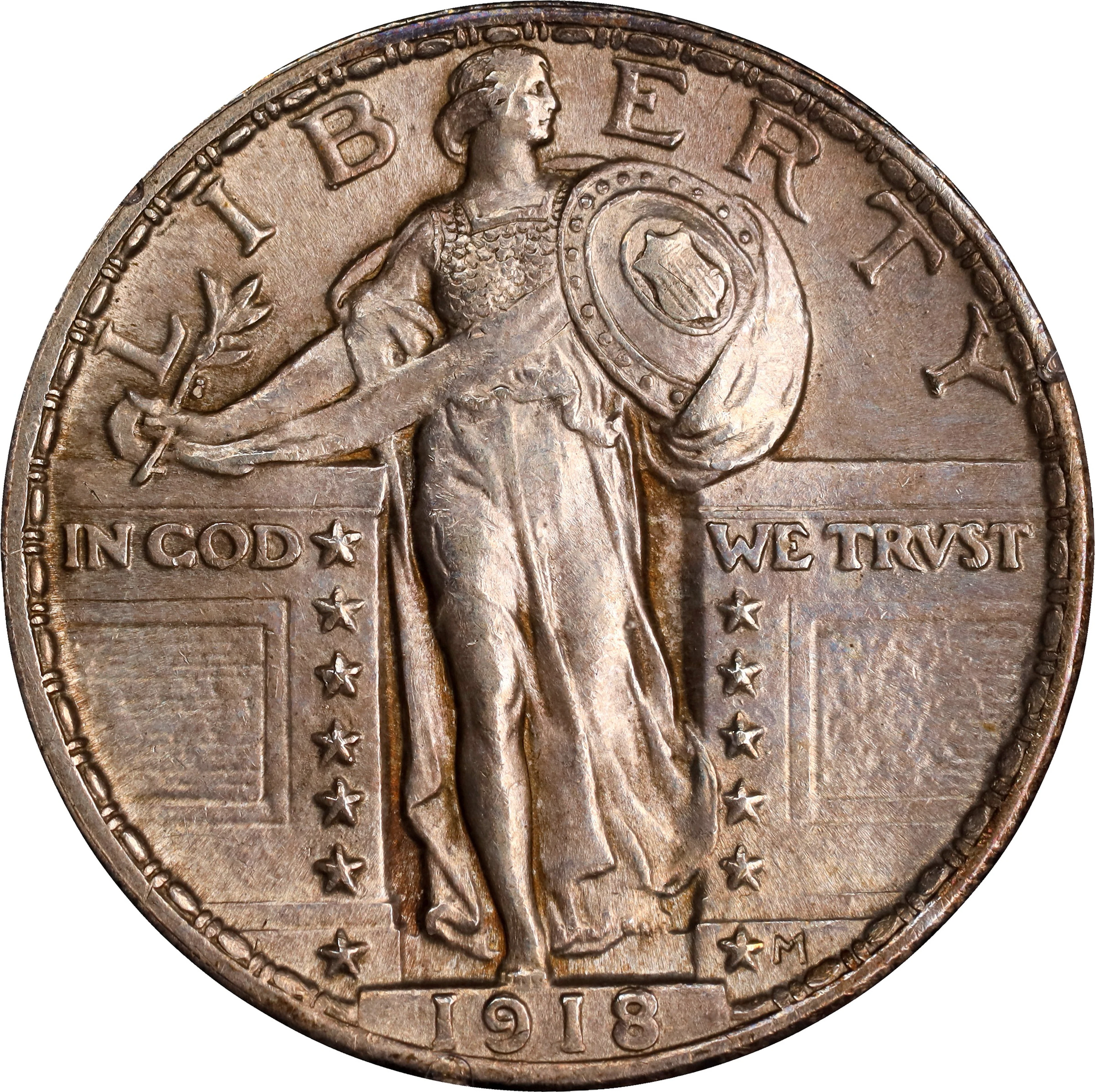 1918 Standing Liberty Quarter. MS-62 (PCGS). OGH Generation 1.2 Rattler.