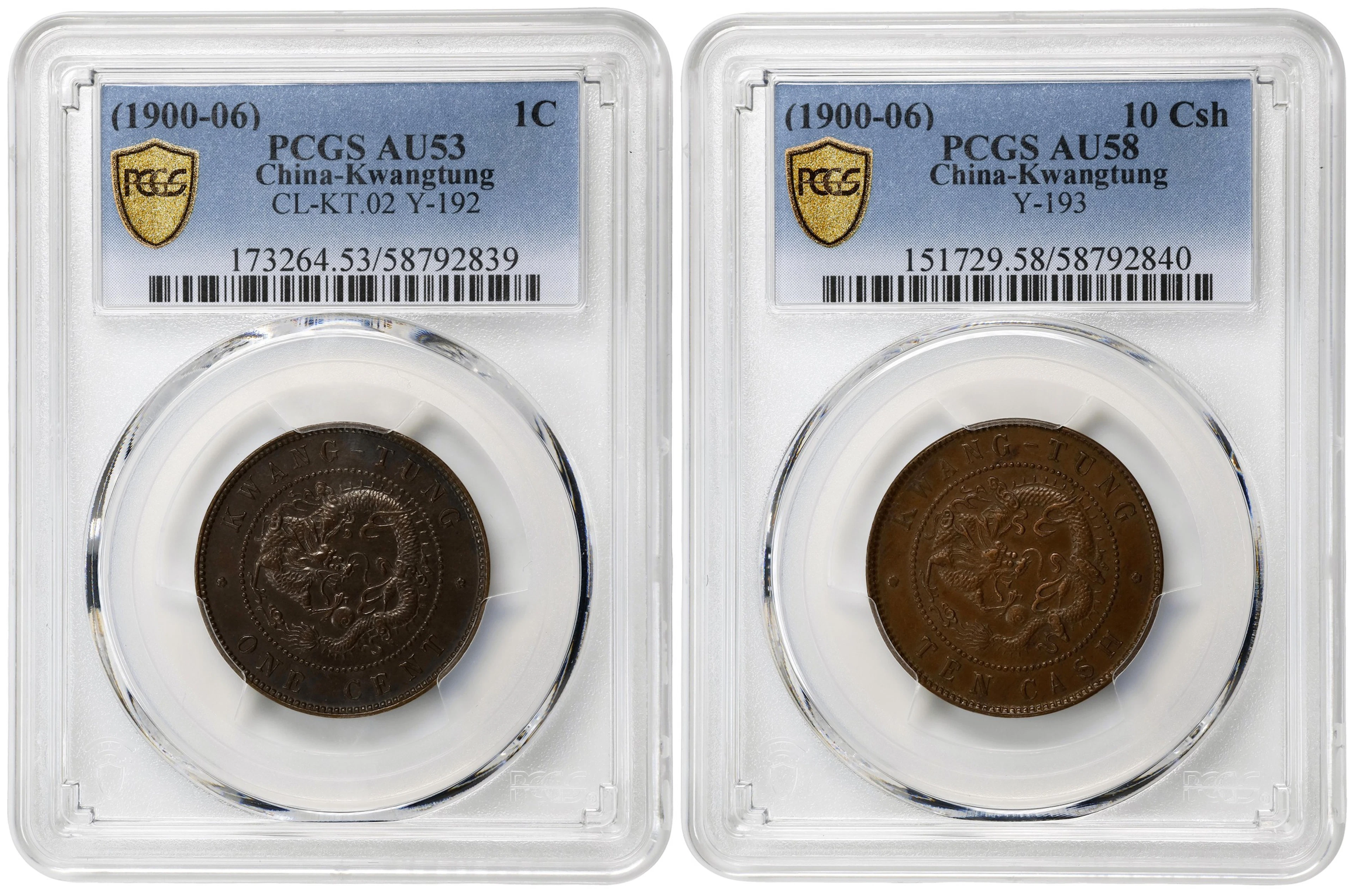 (t) CHINA. Kwangtung. Duo of Copper Issues (2 Pieces), ND (1900-06).
