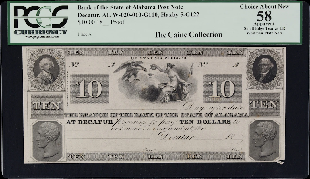 Decatur, Alabama. Bank of the State of Alabama. 18xx $10. PCGS Currency