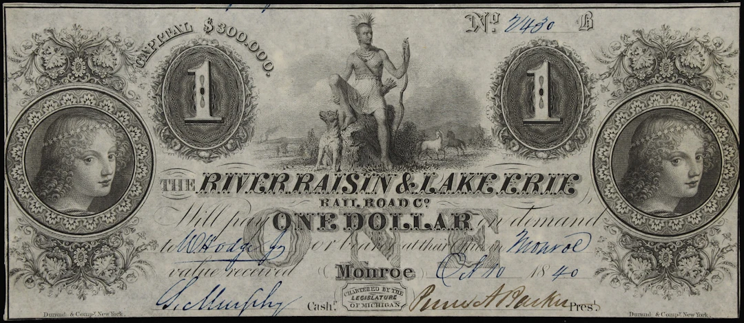 Monroe, Michigan. River Raisin & Lake Erie Rail Road Company. 1840