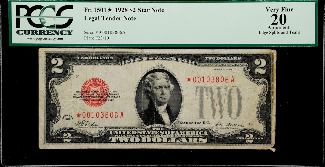 Fr. 1501*. 1928 $2 Legal Tender Star Note. PCGS Currency Very Fine