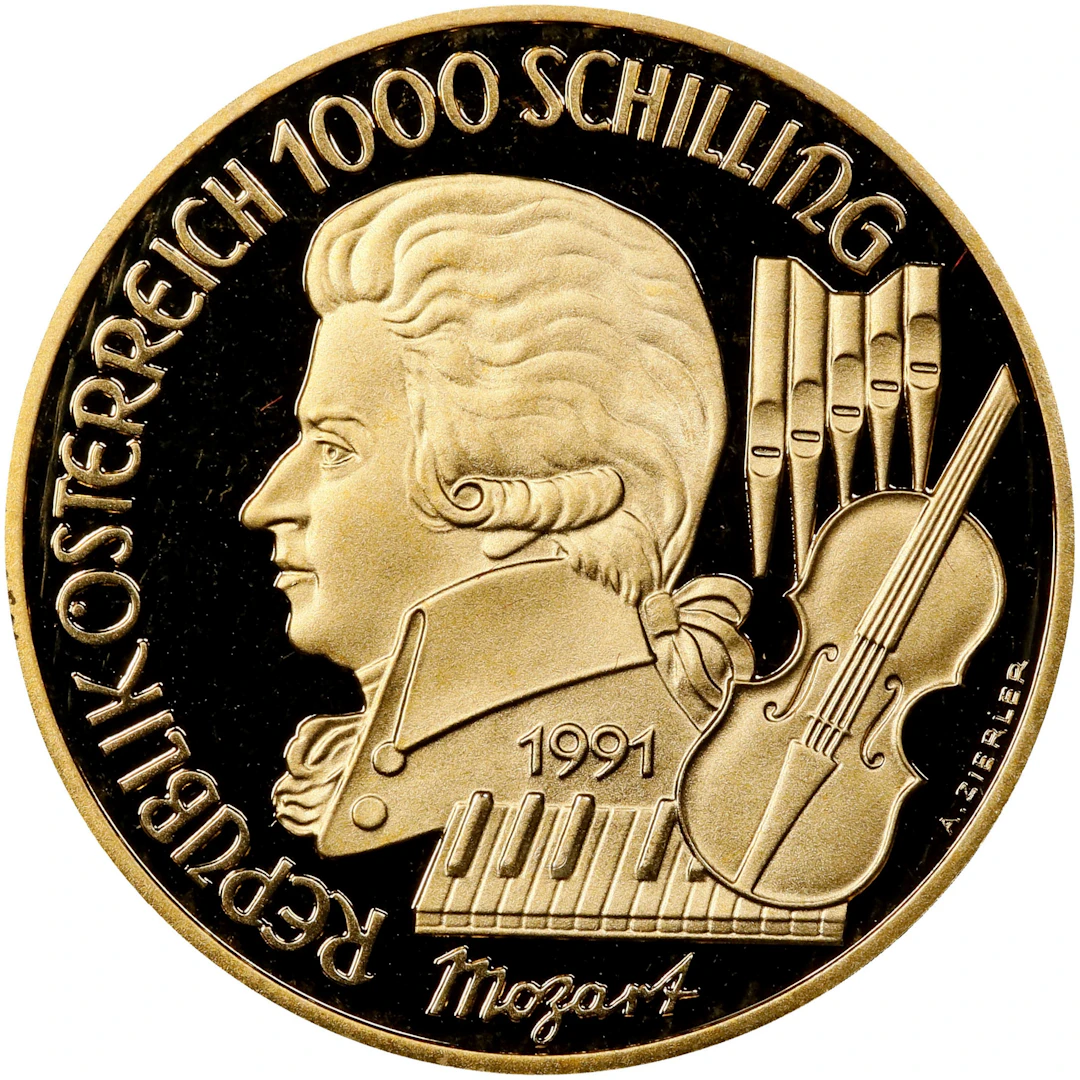 AUSTRIA. 1000 Schilling, 1991. Vienna Mint. GEM PROOF.