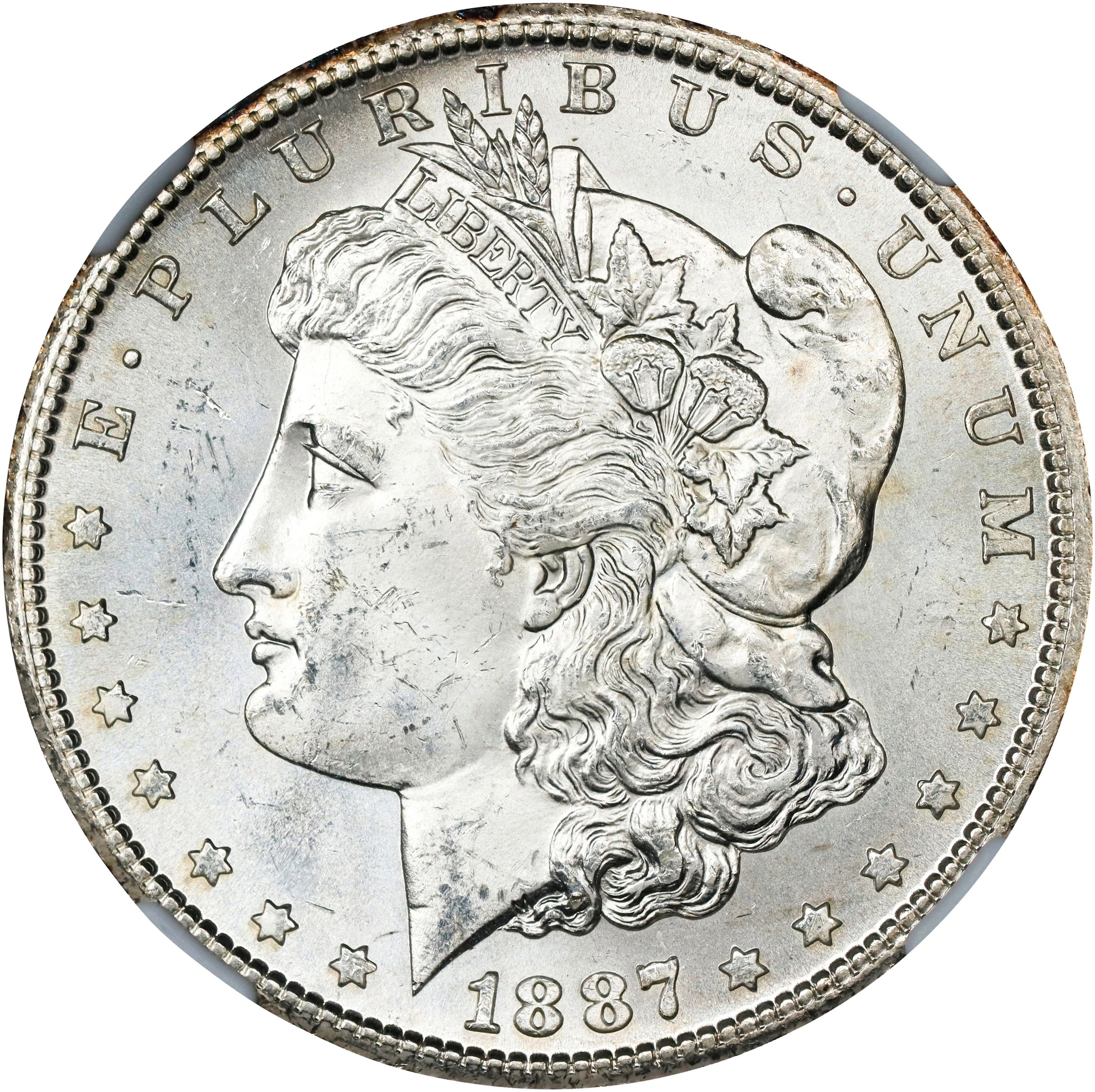 1887-S Morgan Silver Dollar. MS-64 (NGC).