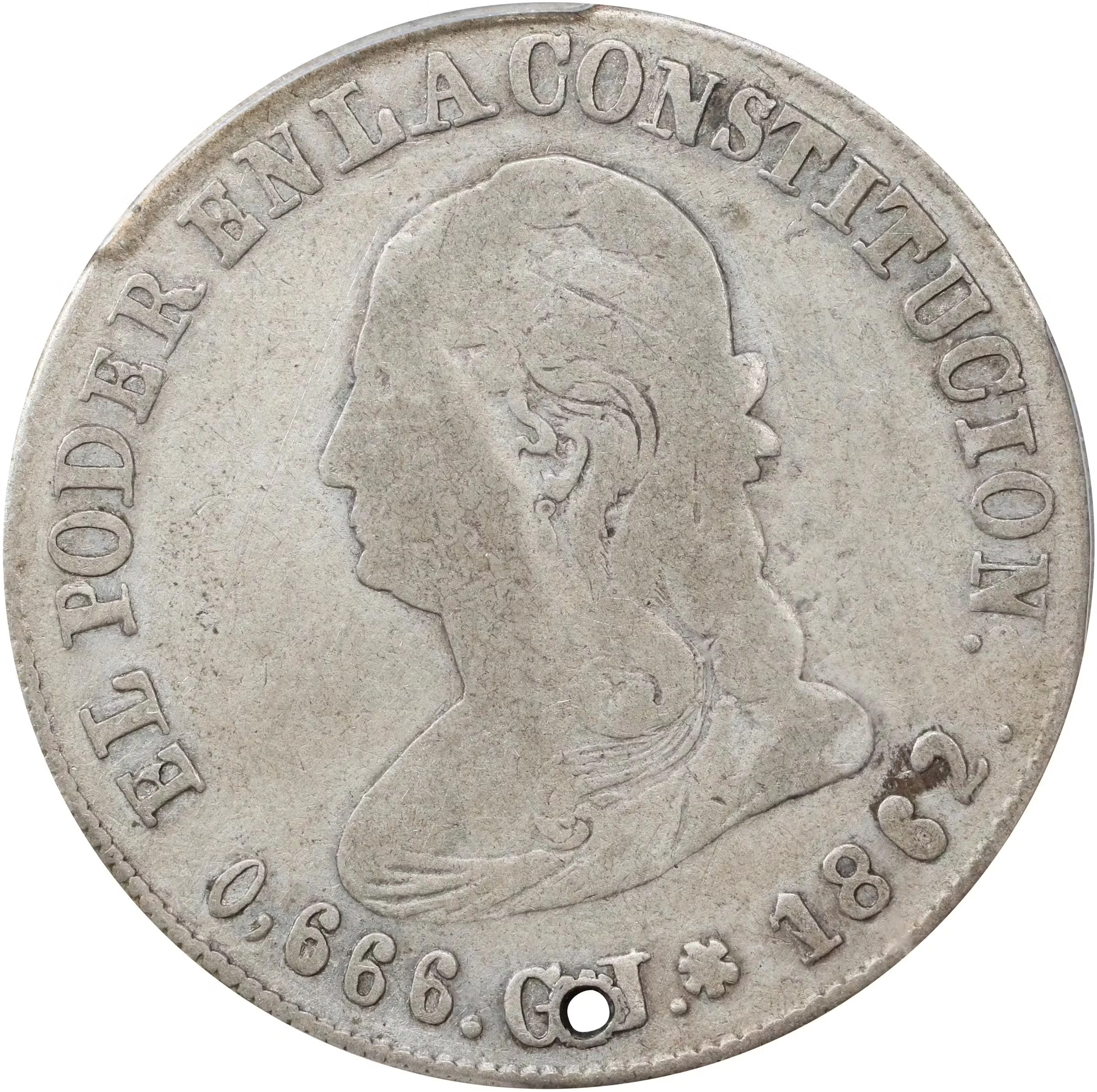 ECUADOR. 4 Reales, 1862-QUITO GJ. Quito Mint. PCGS Genuine--Holed