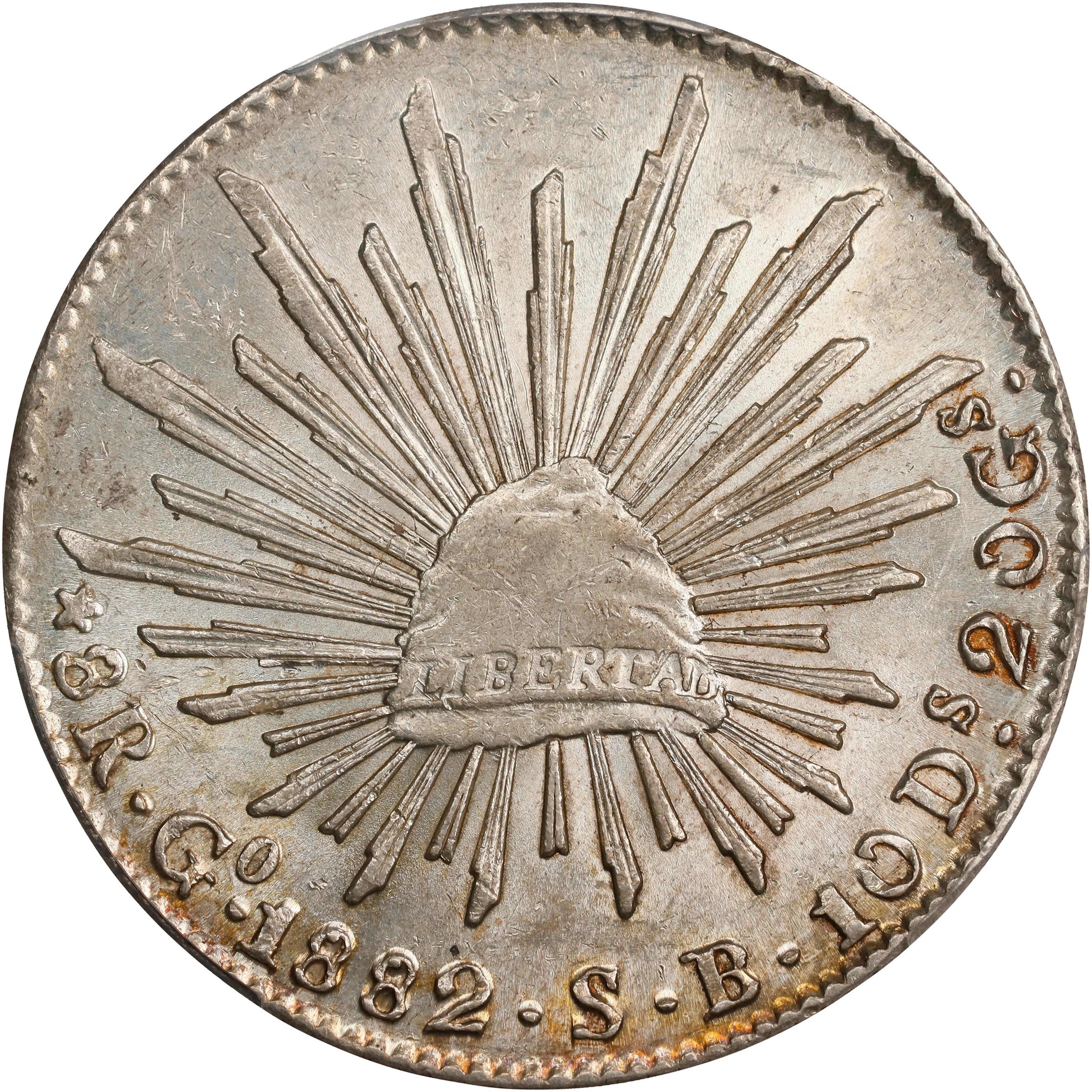 MEXICO. 8 Reales, 1882-Go SB. Guanajuato Mint. PCGS MS-62.